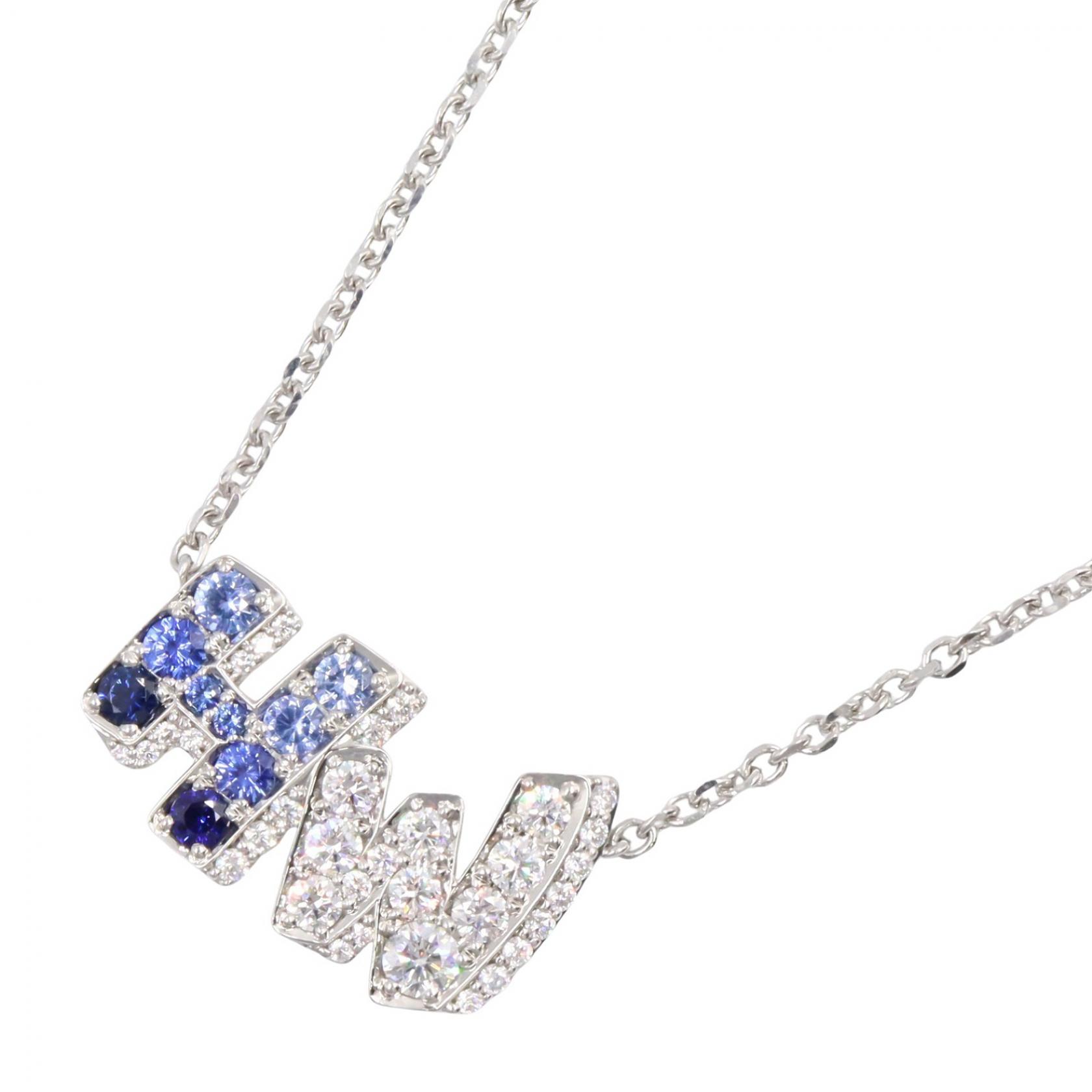 【10%OFFクーポン 7/26 9:59〆】 ハリーウィンストン HARRY WINSTON HW グラフィティサファイヤ ダイヤ ネックレス ネックレス ジュエリー Pt950プラチナ ダイヤモンド サファイア レディース シルバー系 / ブルー系 / クリア系 【中古】｜Brandoff銀座