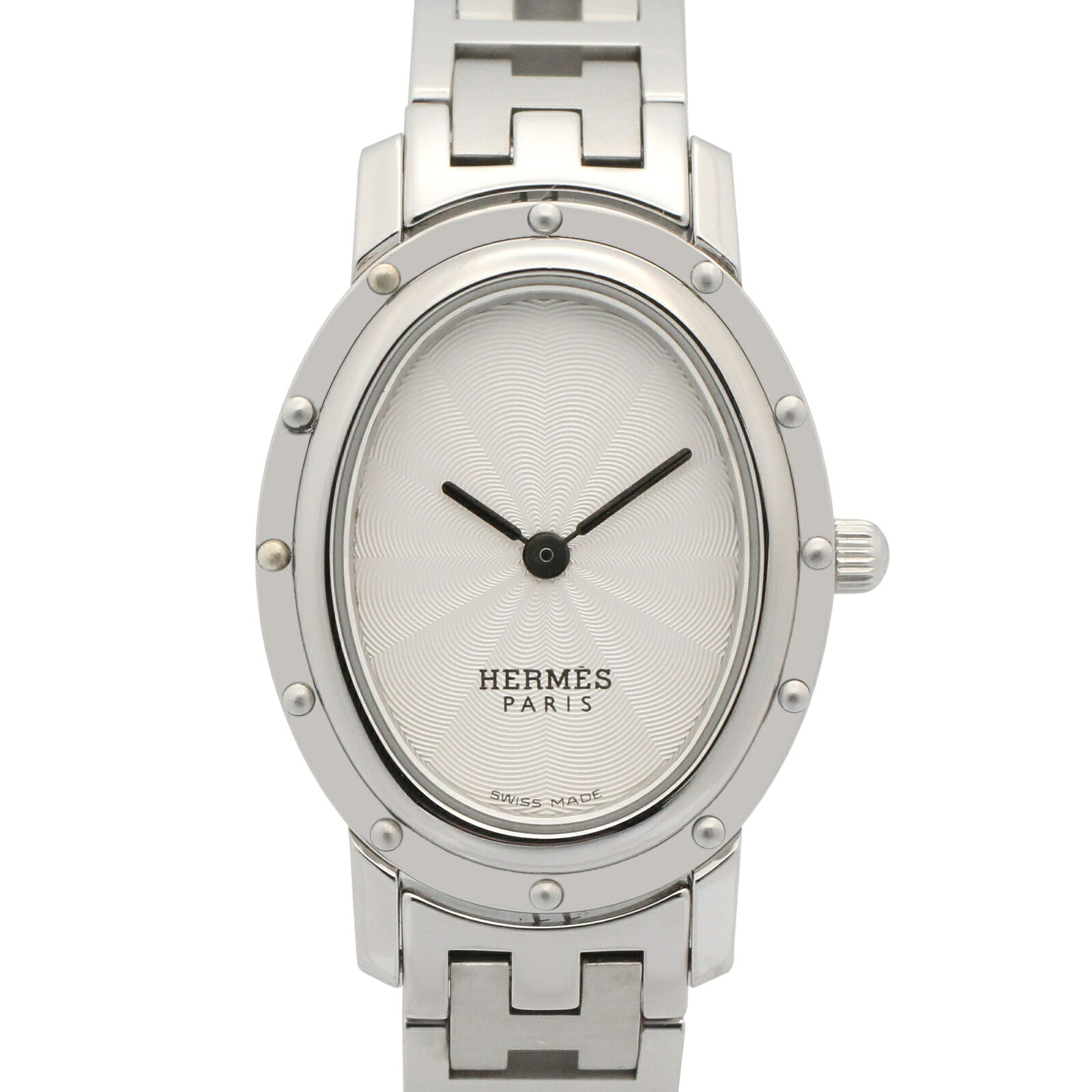 【10%OFFクーポン 7/26 9:59〆】 エルメス HERMES クリッパー オーバル 腕時計 時計 ステンレススチール レディース シルバー系 CO1.210 【中古】｜Brandoff銀座