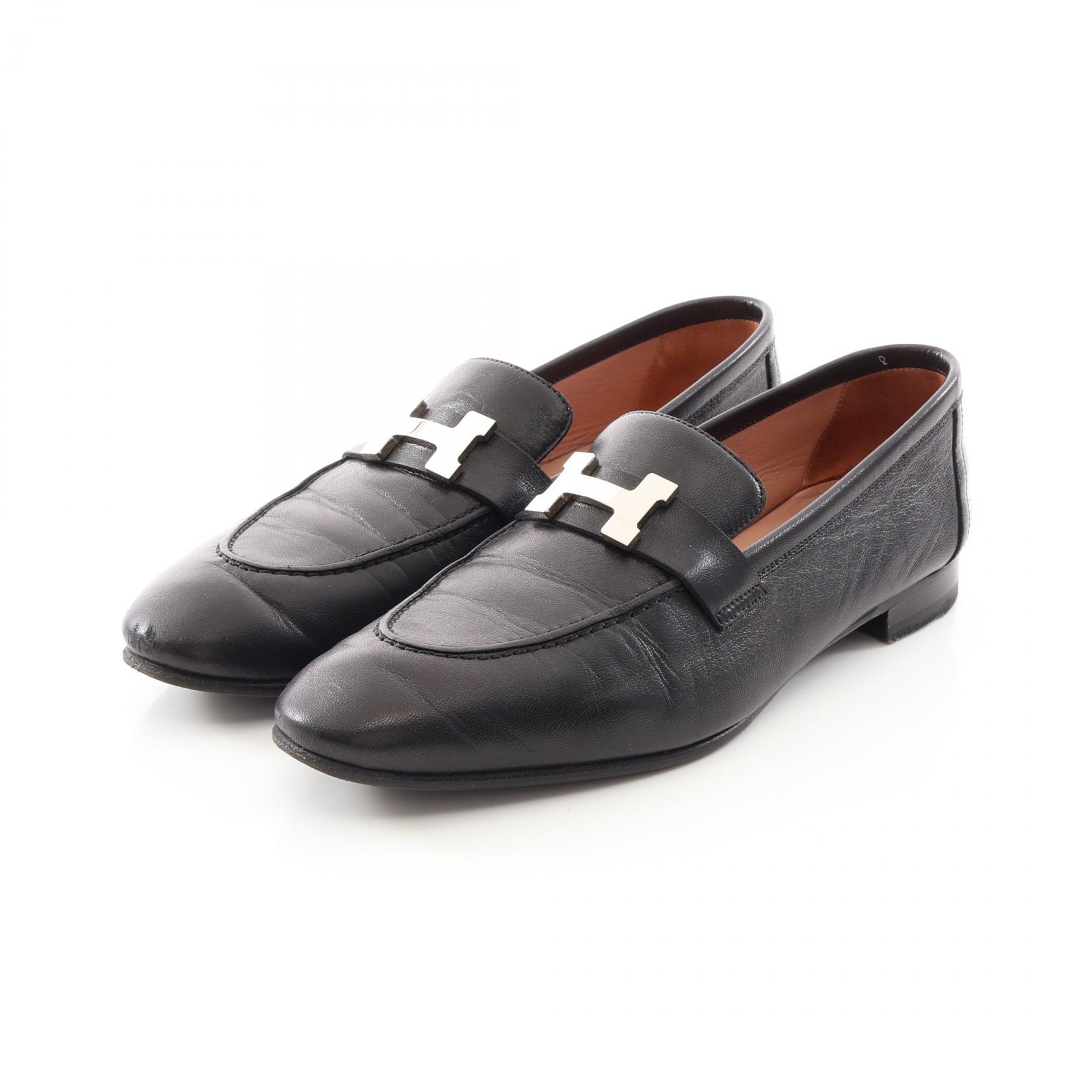 【10%OFFクーポン 7/26 9:59〆】 エルメス HERMES モカシン パリ ローファー 靴 レザー レディース ブラック系 【中古】|Brandoff銀座