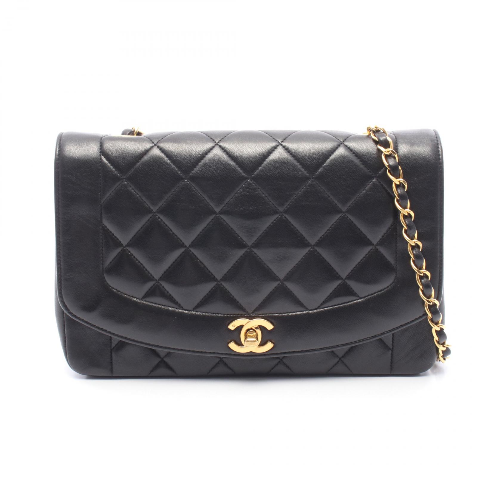 【10%OFFクーポン 7/26 9:59〆】 シャネル CHANEL マトラッセ ダイアナフラップ ショルダーバッグ バッグ ラムスキン(羊革) レディース ブラック系 A01165 【中古】|Brandoff銀座