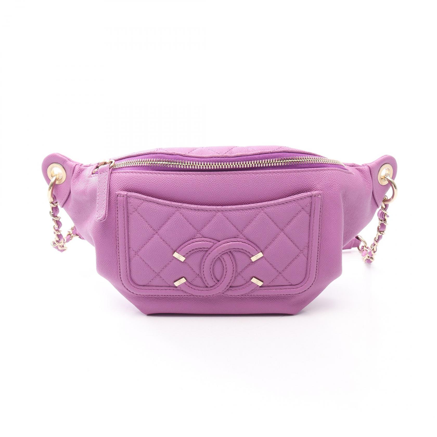 【10%OFFクーポン 7/26 9:59〆】 シャネル CHANEL CCフィリグリー ウエストバッグ バッグ キャビアスキン(グレインドカーフ) レディース パープル系 AS0929 【中古】｜Brandoff銀座