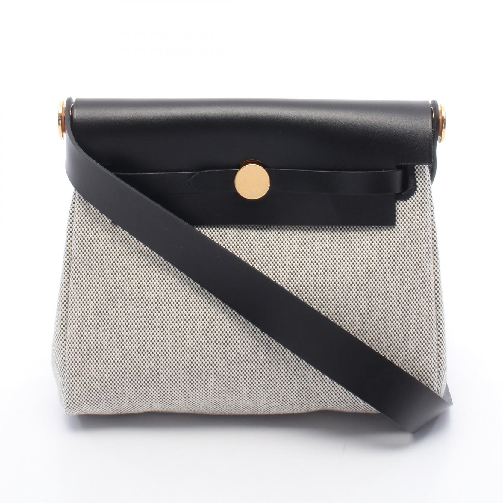 【10%OFFクーポン 7/26 9:59〆】 エルメス HERMES エールバッグジップ ミニ ショルダーバッグ バッグ キャンバス レザー トワルアッシュ / ヴァッシュハンター トワルアッシュ レディース グレー系 / ブラック系 【中古】｜Brandoff銀座