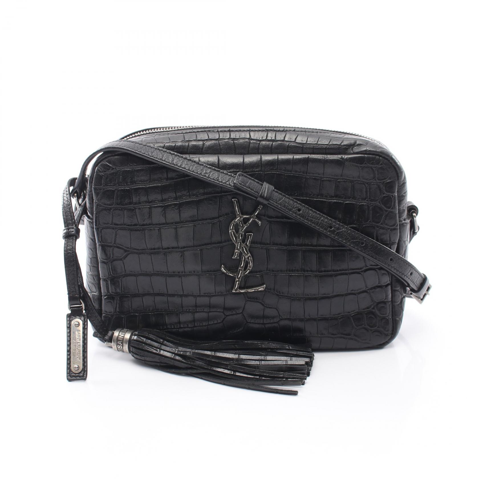 サンローランパリ SAINT LAURENT PARIS LOU ルー モノグラム クロコ型押し カメラバッグ ショルダーバッグ バッグ レザー レディース ブラック系 505730 【中古】｜Brandoff銀座