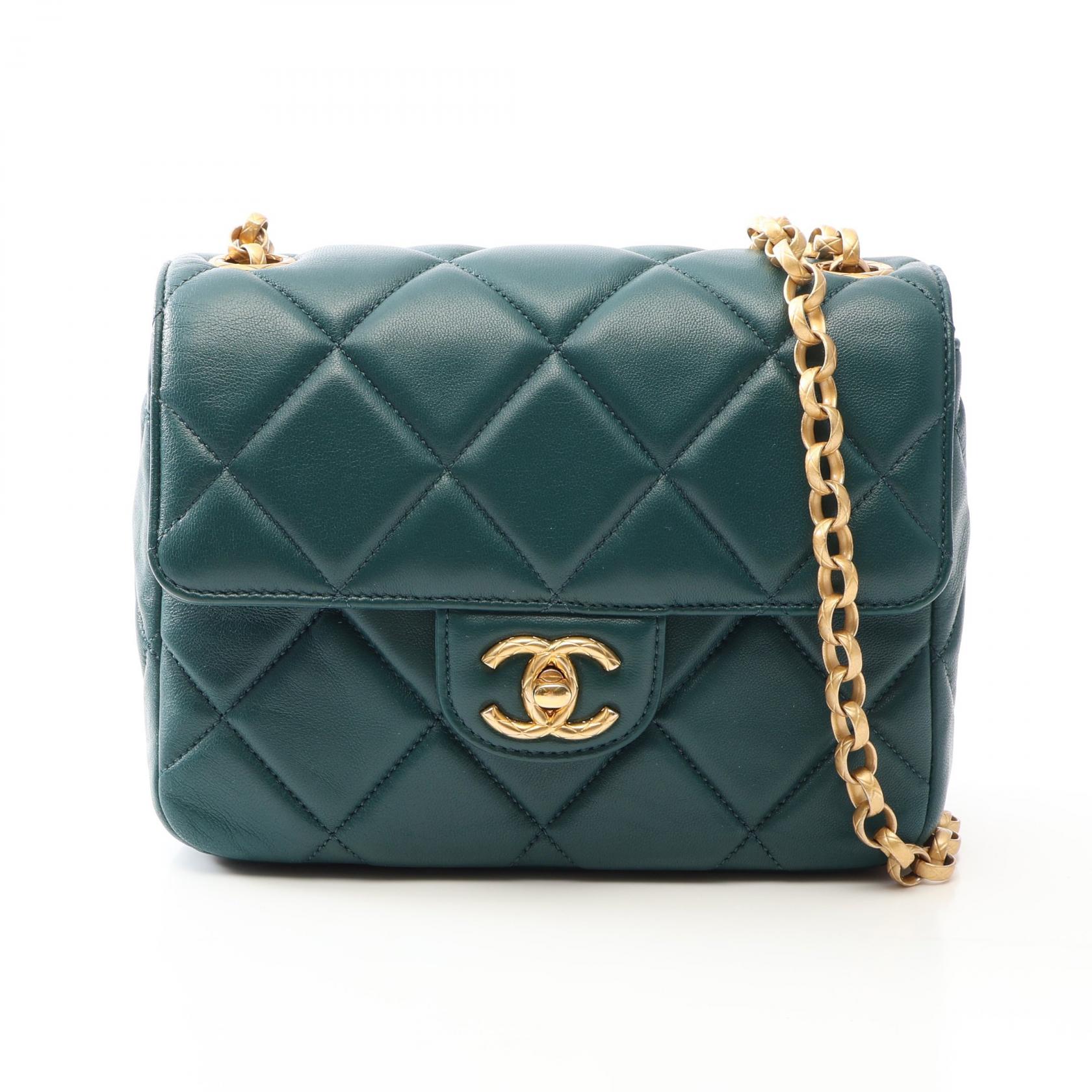 【10%OFFクーポン 7/26 9:59〆】 シャネル CHANEL マトラッセ ショルダーバッグ バッグ ラムスキン(羊革) レディース グリーン系 【中古】|Brandoff銀座