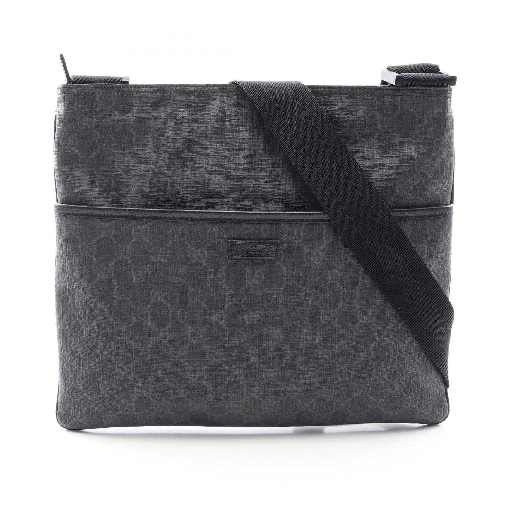【10%OFFクーポン 7/26 9:59〆】 グッチ GUCCI GGスプリーム ショルダーバッグ バッグ PVCコーティングキャンバス レザー メンズ レディース ブラック系 / グレー系 162904 【中古】｜Brandoff銀座
