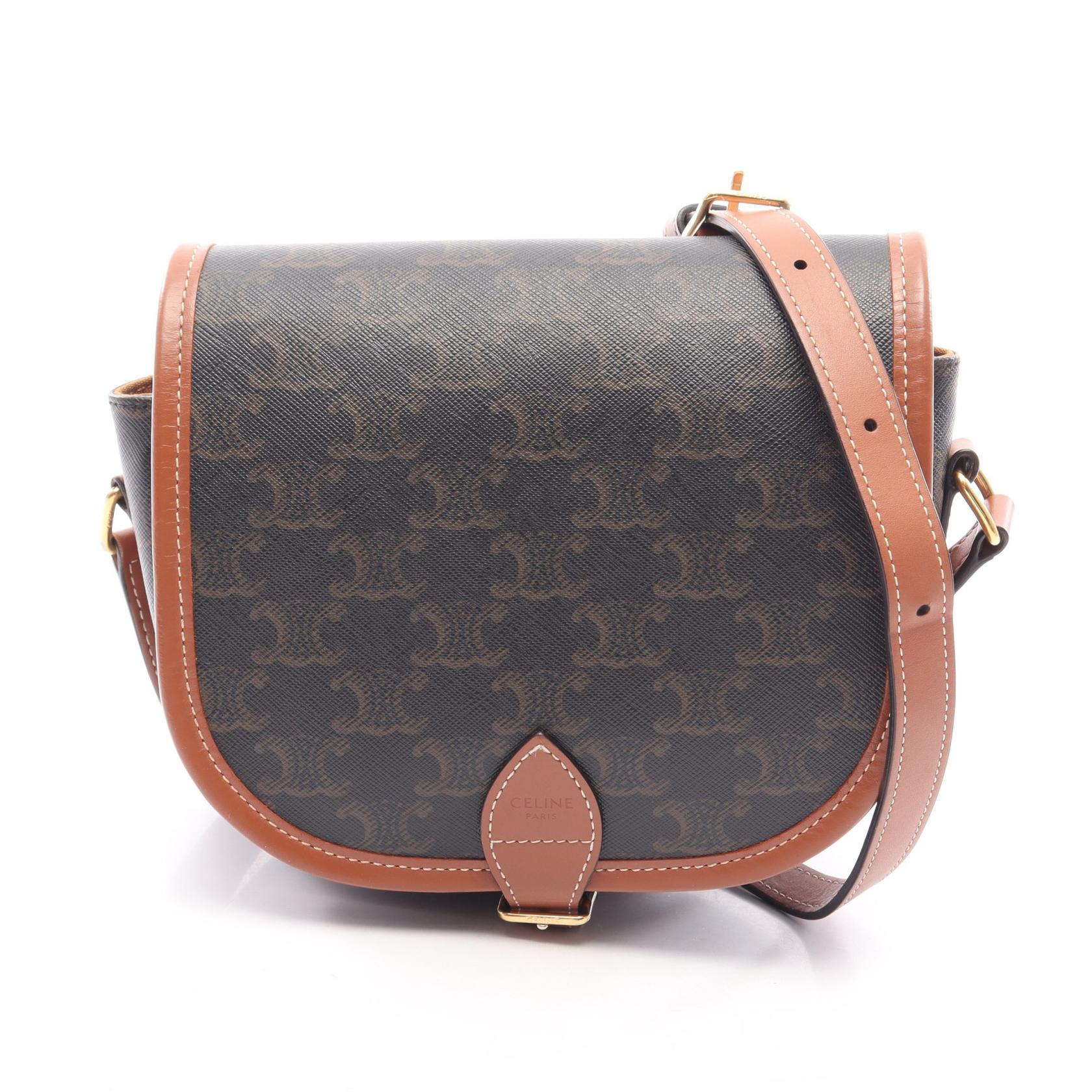 セリーヌ CELINE フォルコ ミディアムバッグ トリオンフ ショルダーバッグ バッグ PVCコーティングキャンバス レザー レディース ブラック系 / ブラウン系 191502BZJ.04LU 【中古】｜Brandoff銀座