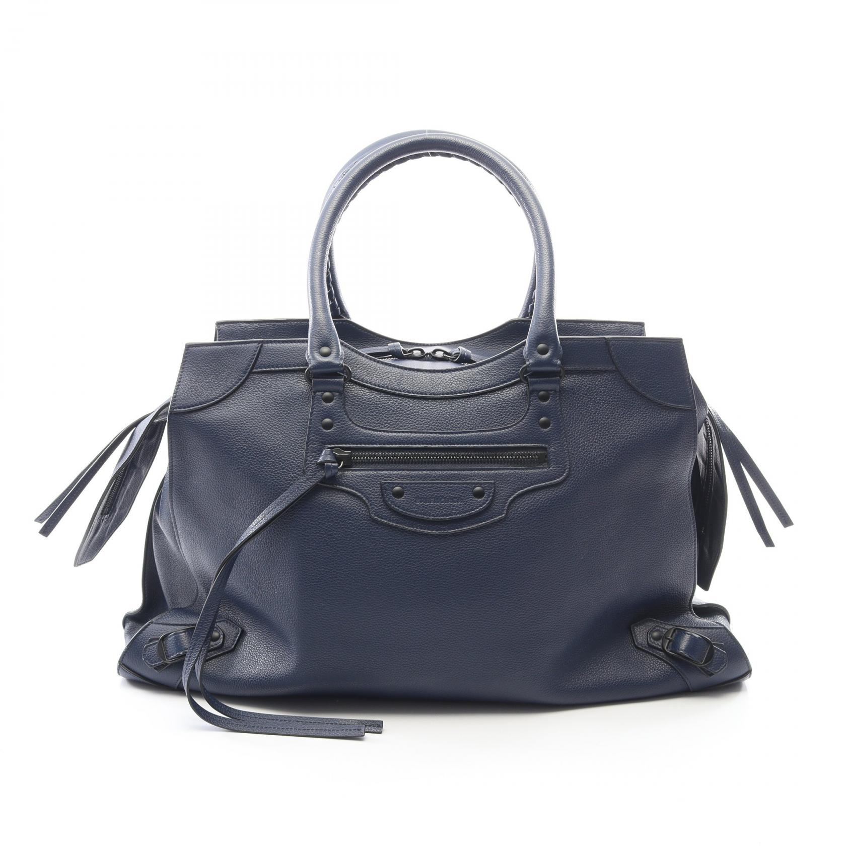 バレンシアガ BALENCIAGA NEO CLASSIC LARGE ネオ クラシック シティ ラージ トートバッグ バッグ レザー メンズ レディース ネイビー系 638531 【中古】｜Brandoff銀座