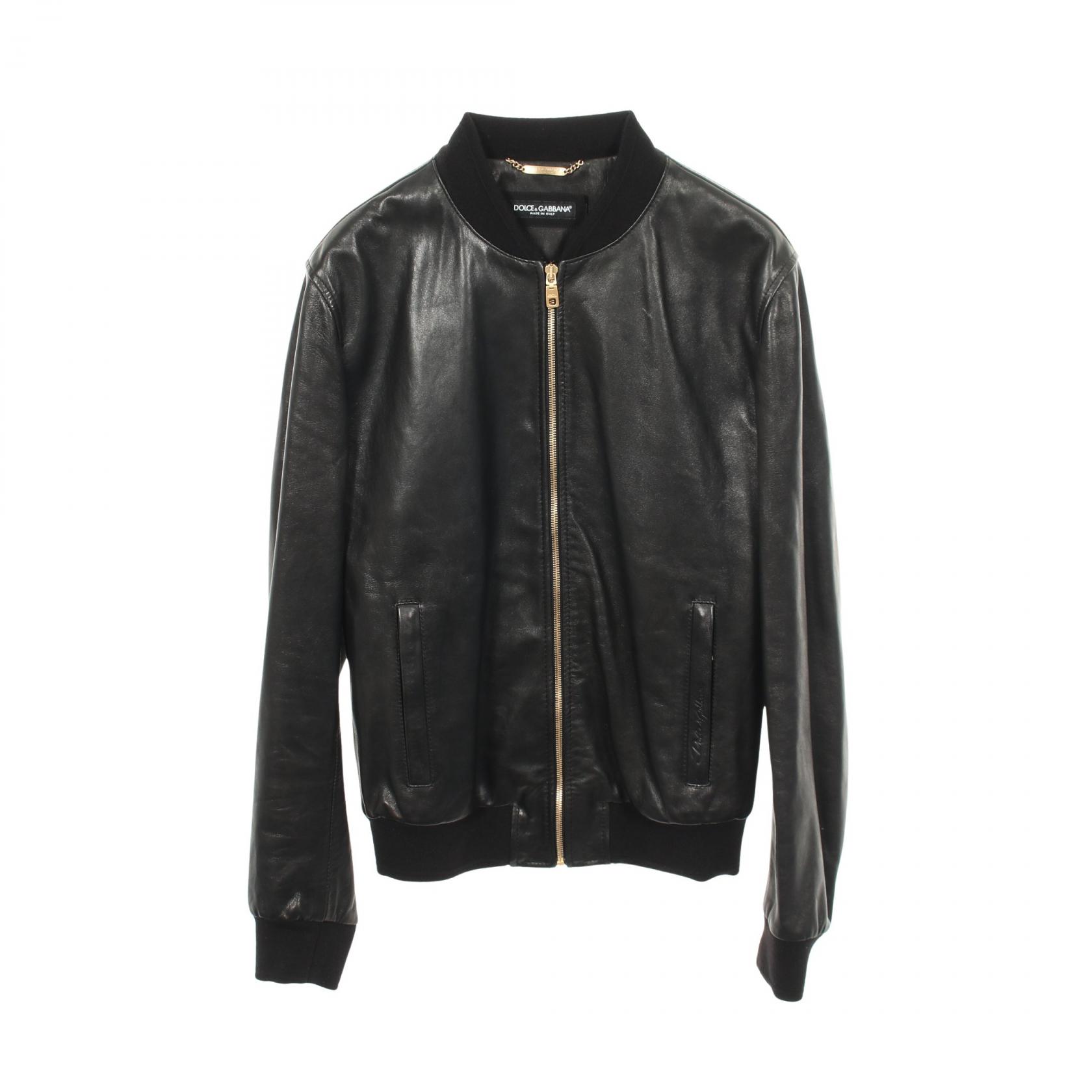 ドルチェアンドガッバーナ DOLCE & GABBANA レザージャケット ブルゾン 衣料品 アウター レザー メンズ ブラック系 【中古】｜Brandoff銀座