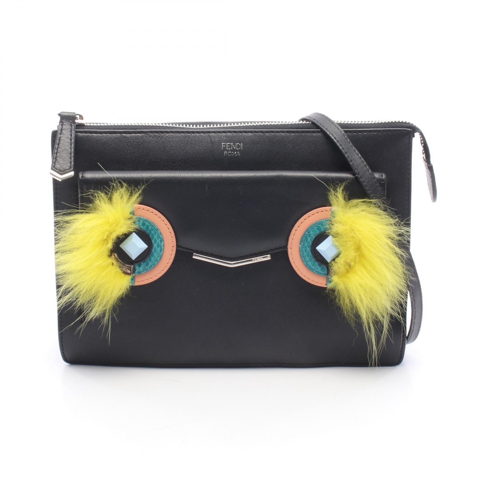 【10%OFFクーポン 7/26 9:59〆】 フェンディ FENDI バッグバグズ モンスター ショルダーバッグ バッグ レザー ファー レディース ブラック系 / イエロー系 / マルチカラー 【中古】｜Brandoff銀座