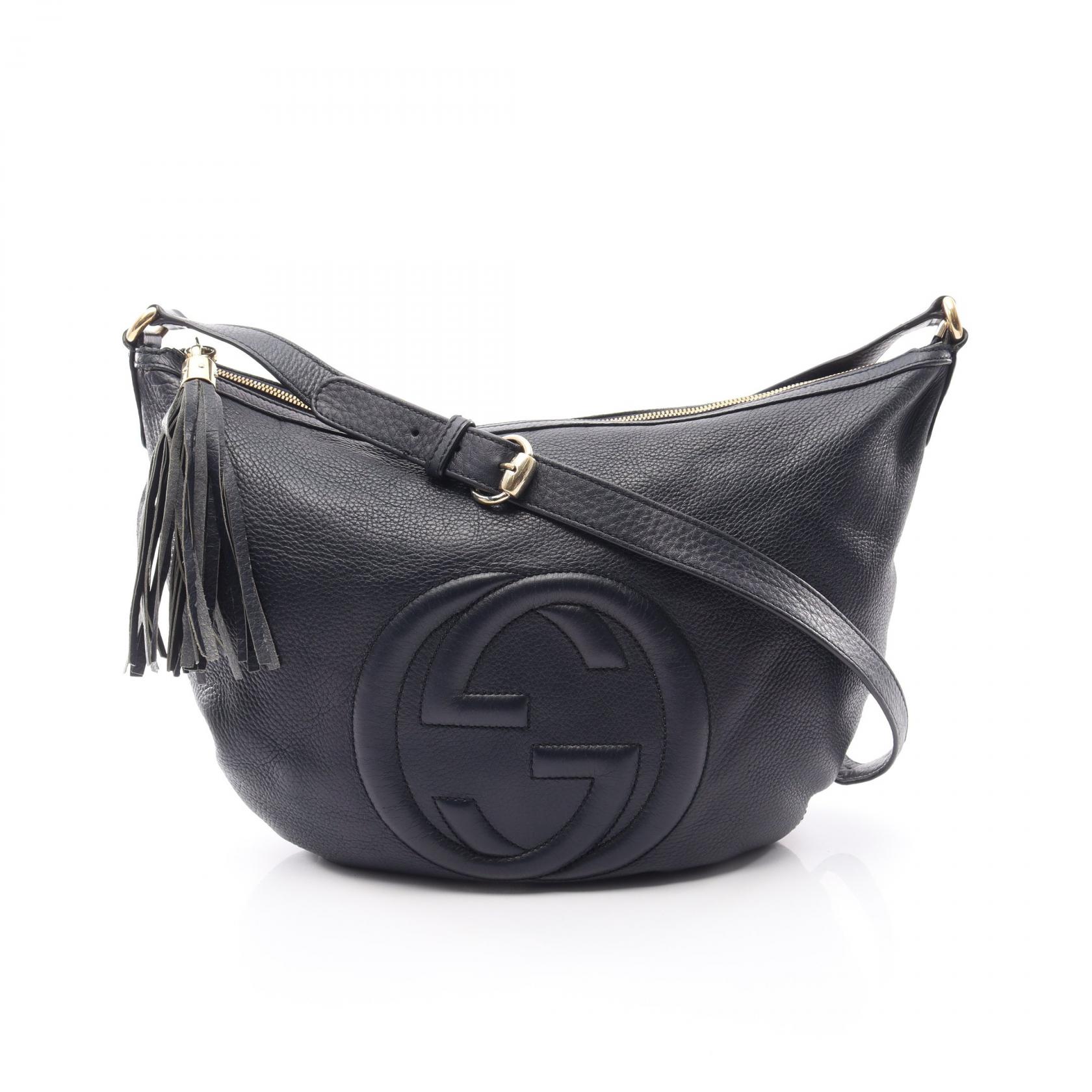 グッチ GUCCI ソーホー インターロッキングG ショルダーバッグ バッグ レザー レディース ネイビー系 295175 【中古】｜Brandoff銀座