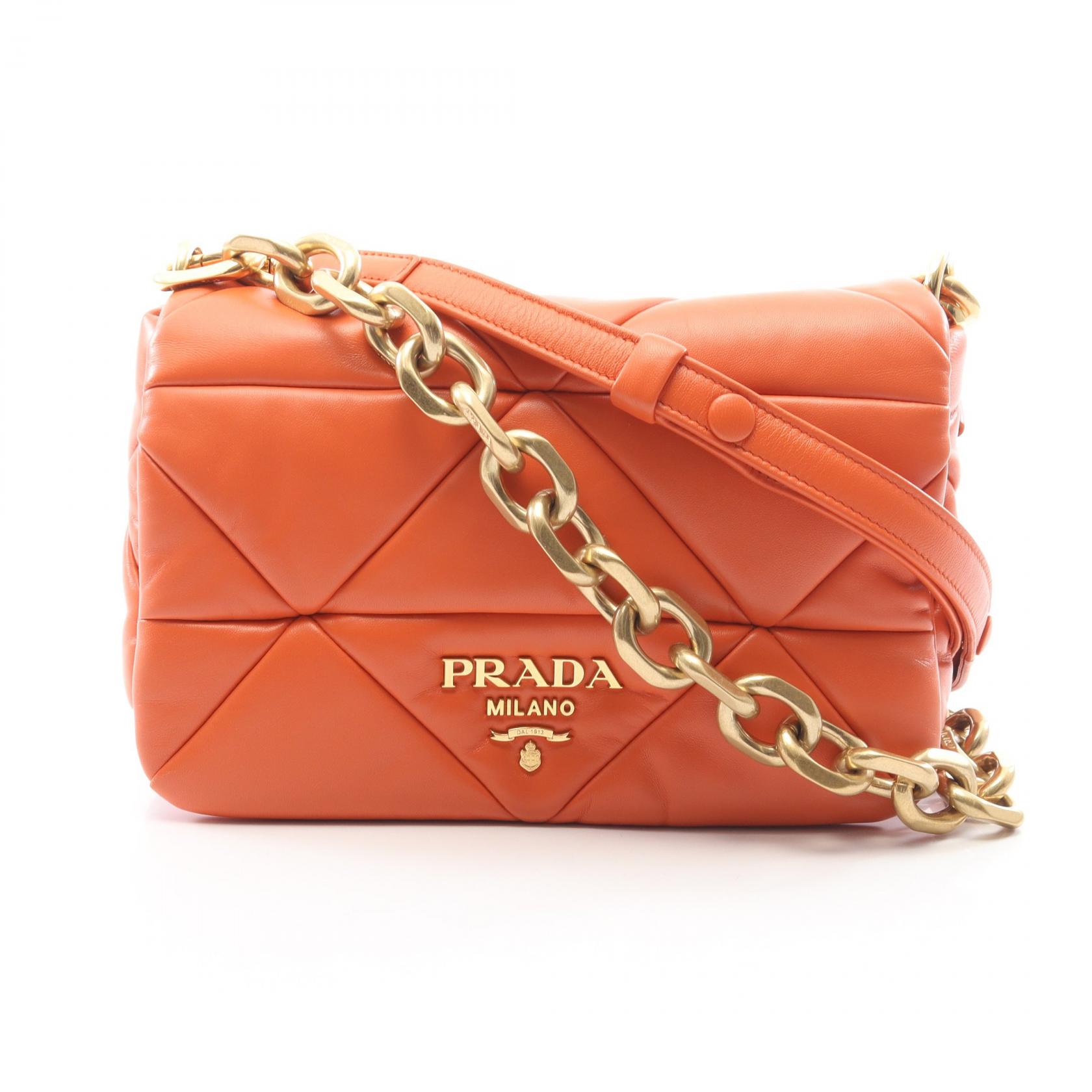 【10%OFFクーポン 7/26 9:59〆】 プラダ PRADA 2WAY ショルダーバッグ バッグ レザー レディース オレンジ系 【中古】｜Brandoff銀座