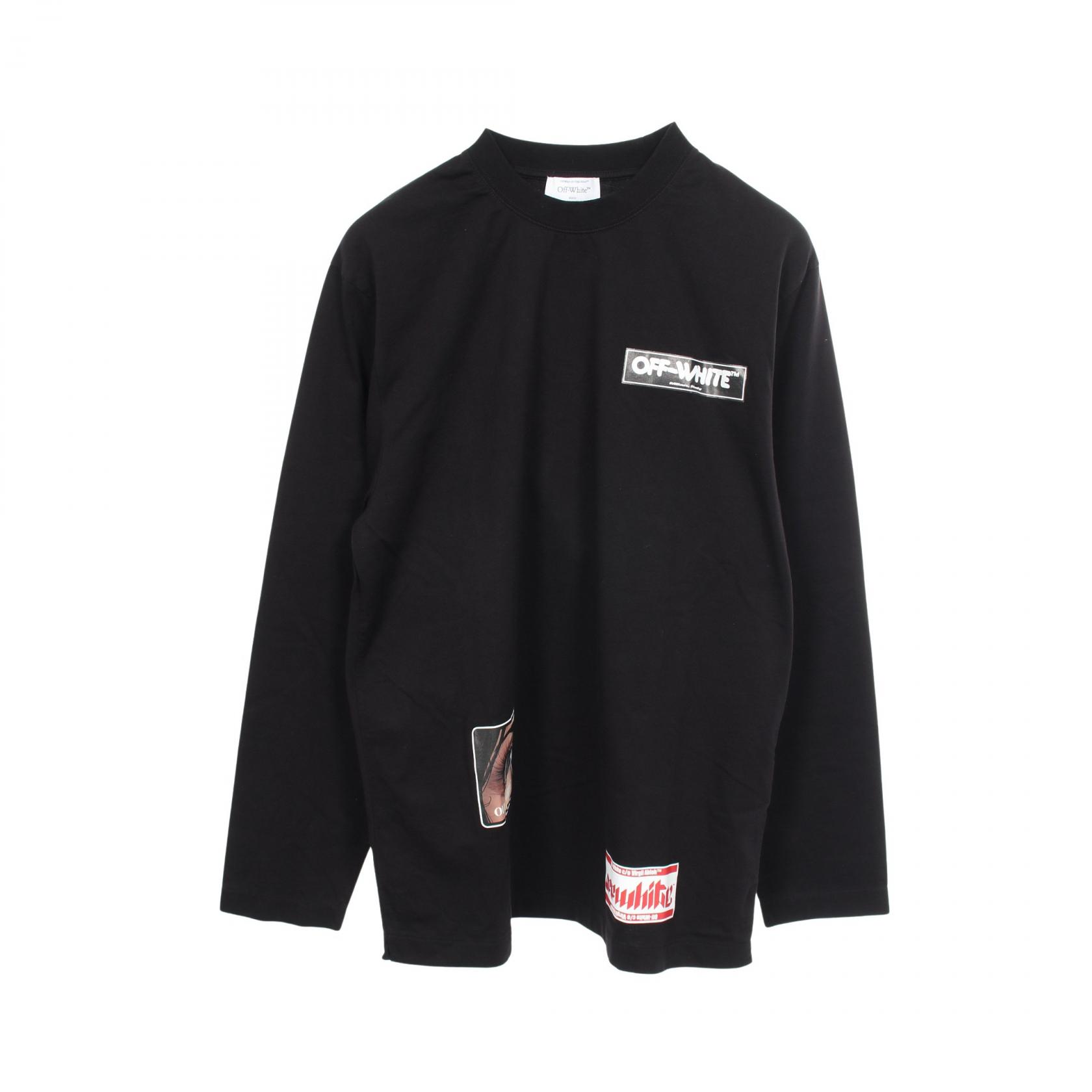 【10%OFFクーポン 7/26 9:59〆】 オフホワイト OFF-WHITE Eye Logo Skate 長袖Tシャツ 衣料品 トップス コットン メンズ ブラック系 【中古】｜Brandoff銀座