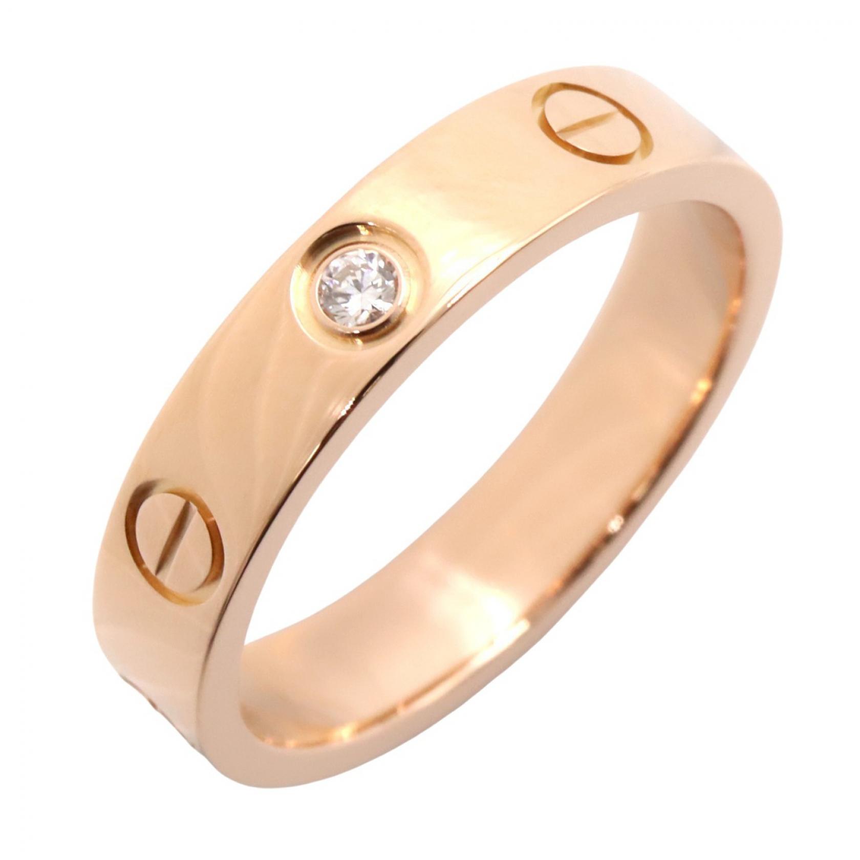 【10%OFFクーポン 7/26 9:59〆】 カルティエ CARTIER ミニラブリング 1PD リング・指輪 ジュエリー K18PG（ピンクゴールド） ダイヤモンド レディース ゴールド系 / クリア系 B4050700 【中古】｜Brandoff銀座