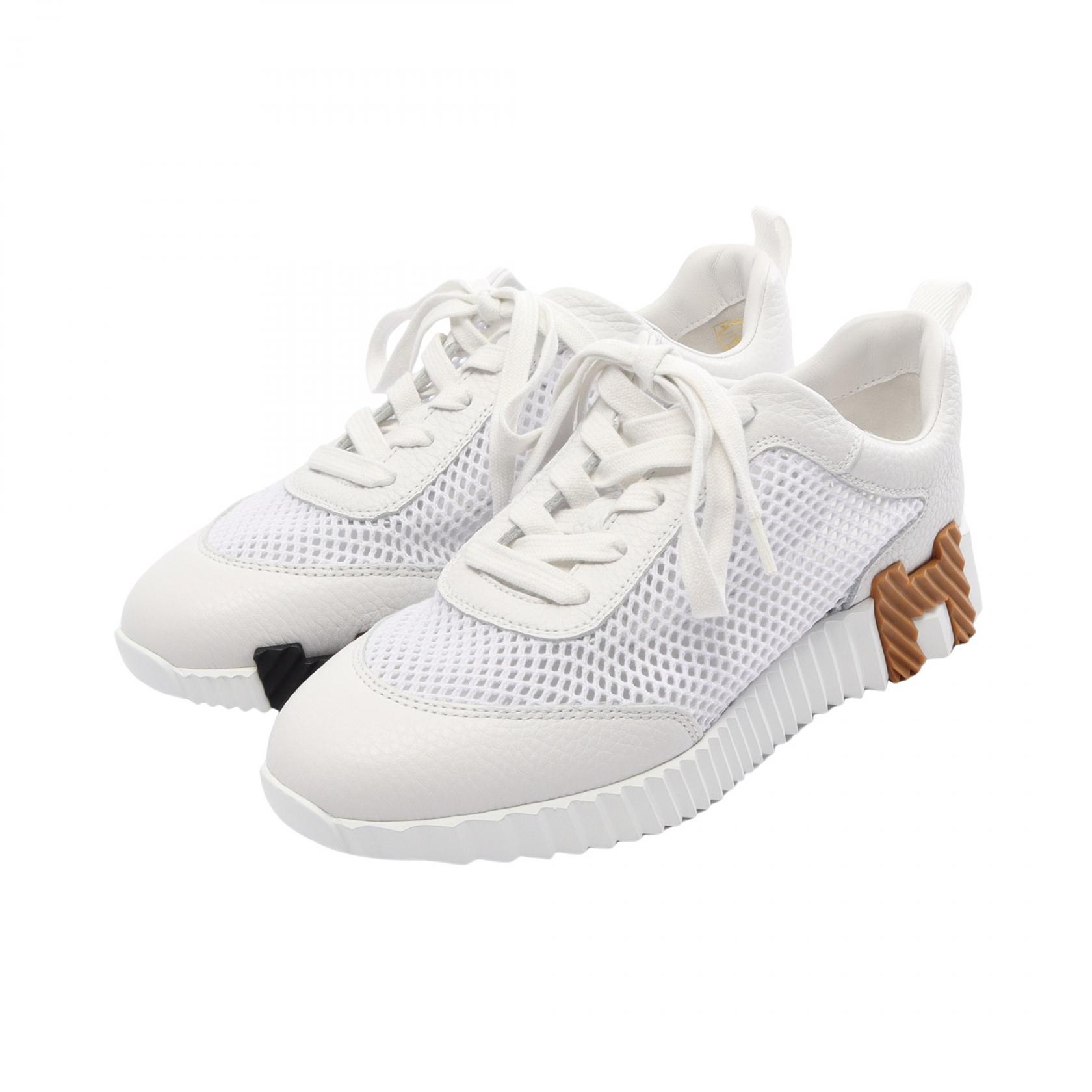 【10%OFFクーポン 7/26 9:59〆】 エルメス HERMES バウンシング スニーカー 靴 レザー メッシュ レディース ホワイト系 【中古】｜Brandoff銀座