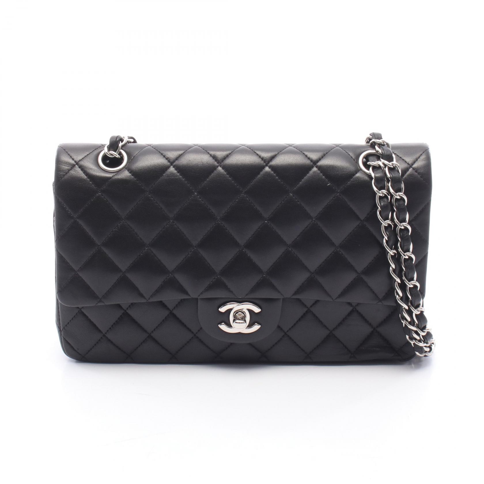 【10%OFFクーポン 7/26 9:59〆】 シャネル CHANEL マトラッセ Wフラップ ショルダーバッグ バッグ ラムスキン(羊革) レディース ブラック系 【中古】|Brandoff銀座