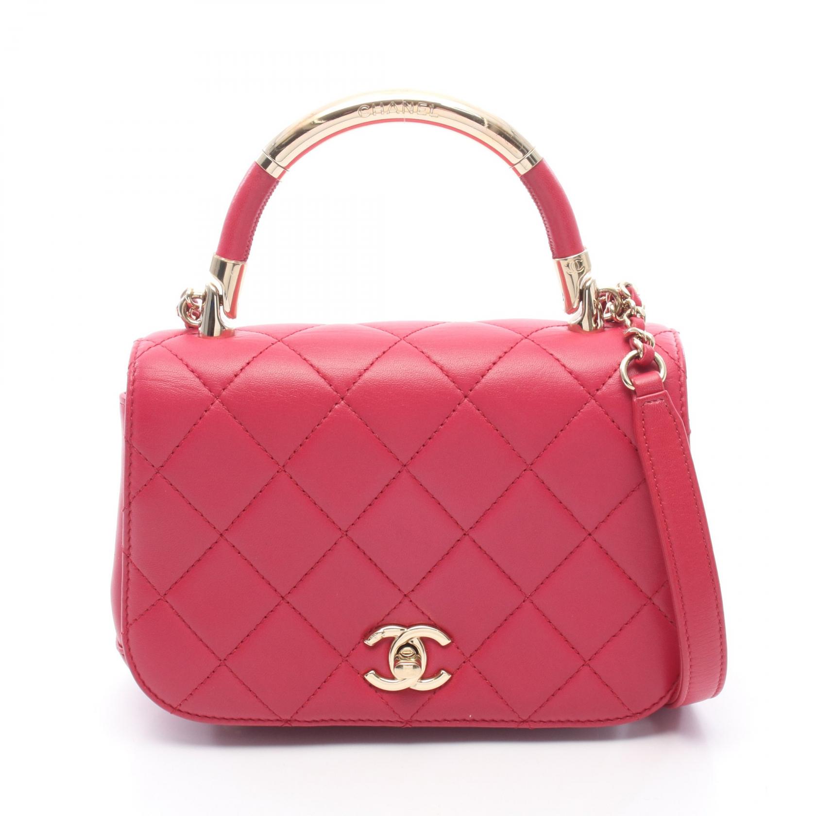 【10%OFFクーポン 7/26 9:59〆】 シャネル CHANEL マトラッセ トップハンドル 2WAY ショルダーバッグ バッグ ラムスキン（羊革） レディース ピンク系 【中古】｜Brandoff銀座