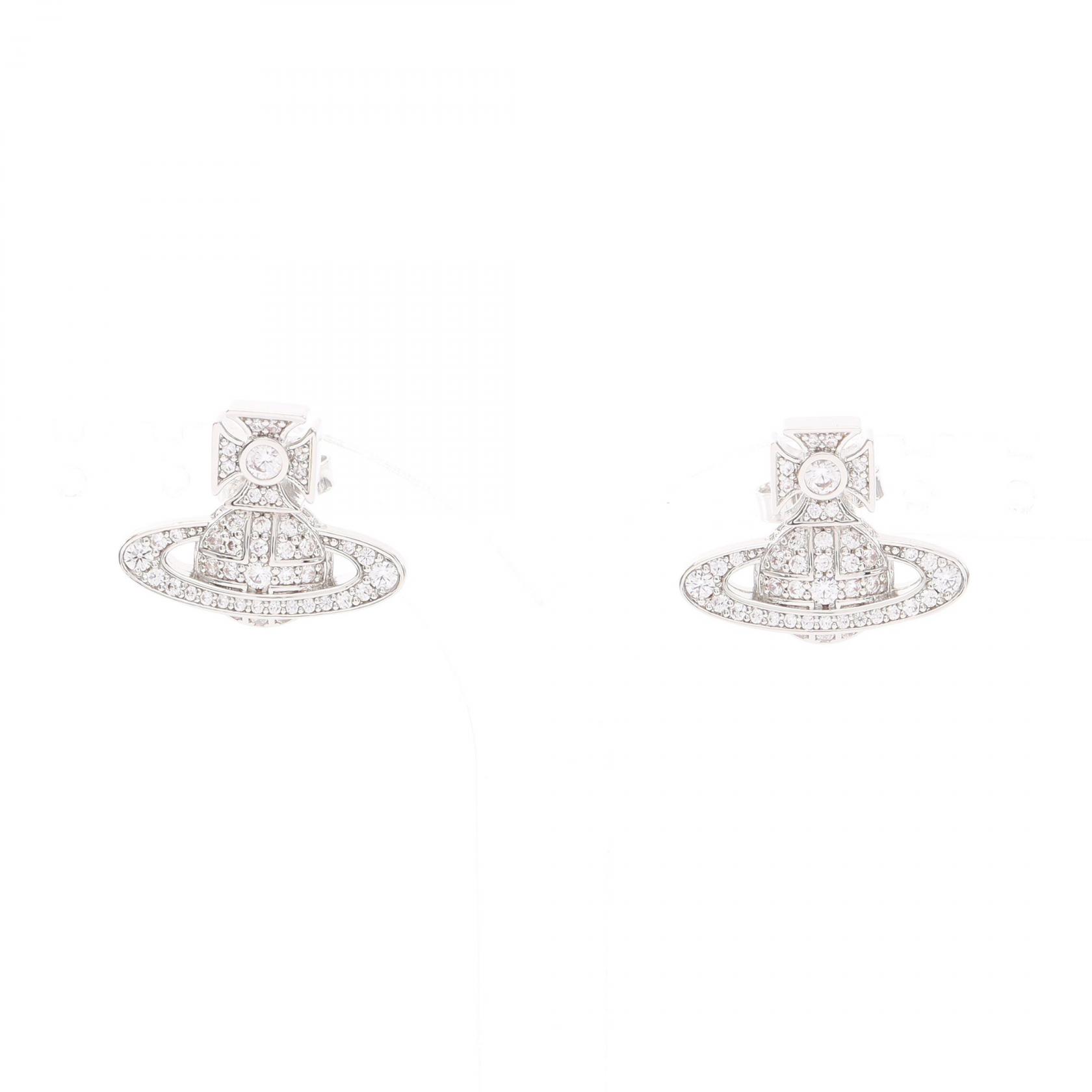 【10%OFFクーポン 7/26 9:59〆】 ヴィヴィアンウエストウッド Vivienne Westwood CARMELA BAS RELIEF EARRINGS ピアス ジュエリー ステンレススチール ラインストーン レディース シルバー系 / クリア系 6201033AP102 【新品】|Brandoff銀座