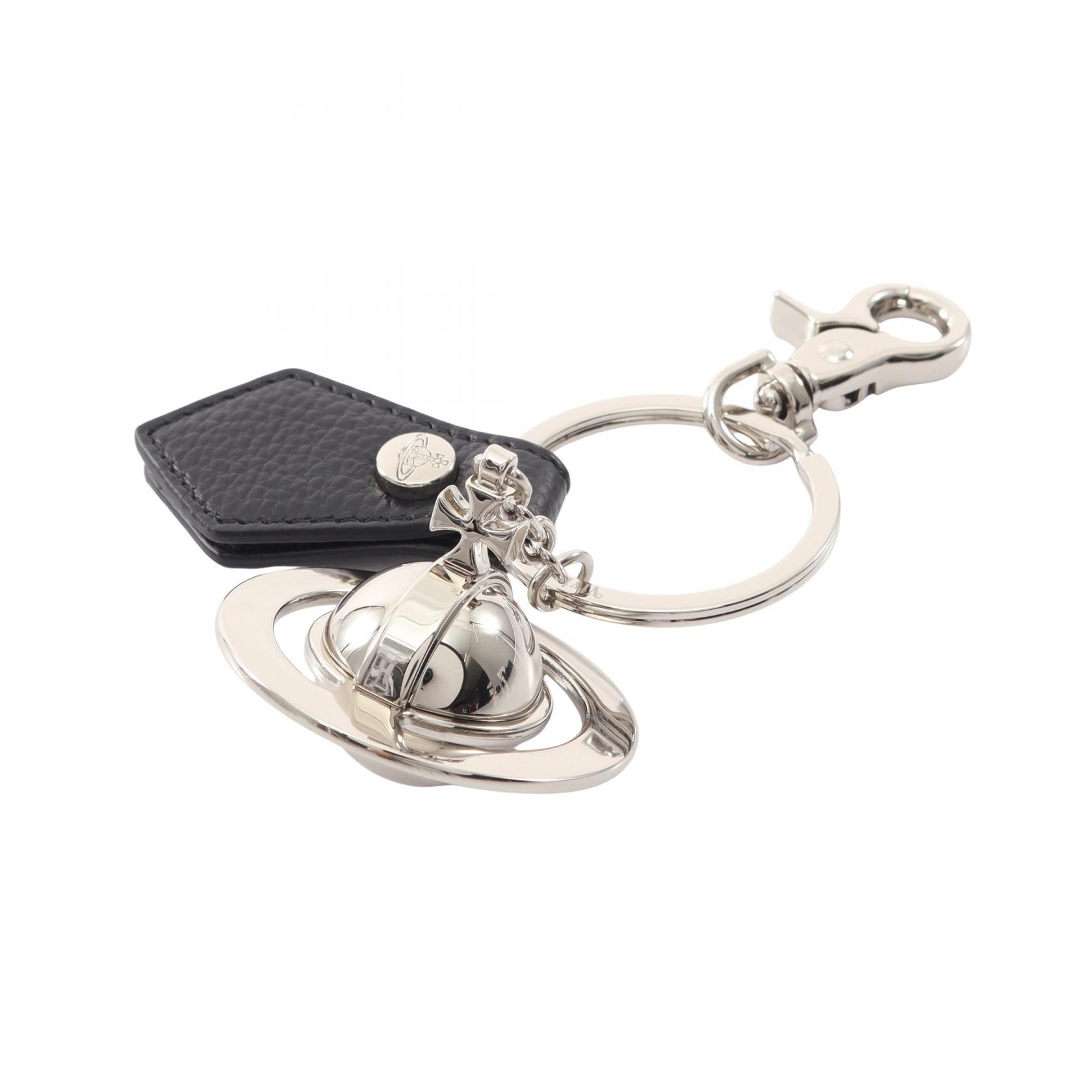 【10%OFFクーポン 7/26 9:59〆】 ヴィヴィアンウエストウッド Vivienne Westwood オーブ キーホルダー アクセサリー レザー メタル メンズ レディース シルバー系 / ブラック系 8203011LUOM0014N403 【新品】｜Brandoff銀座 13,464円