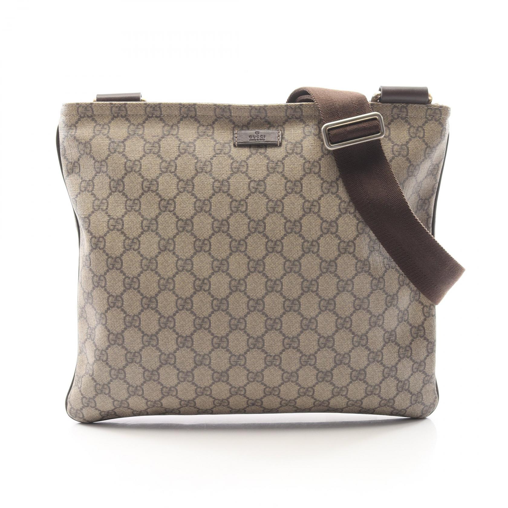 【10%OFFクーポン 7/26 9:59〆】 グッチ GUCCI GGスプリーム ショルダーバッグ バッグ PVCコーティングキャンバス レザー メンズ レディース ベージュ系 / ブラウン系 201446 【中古】｜Brandoff銀座