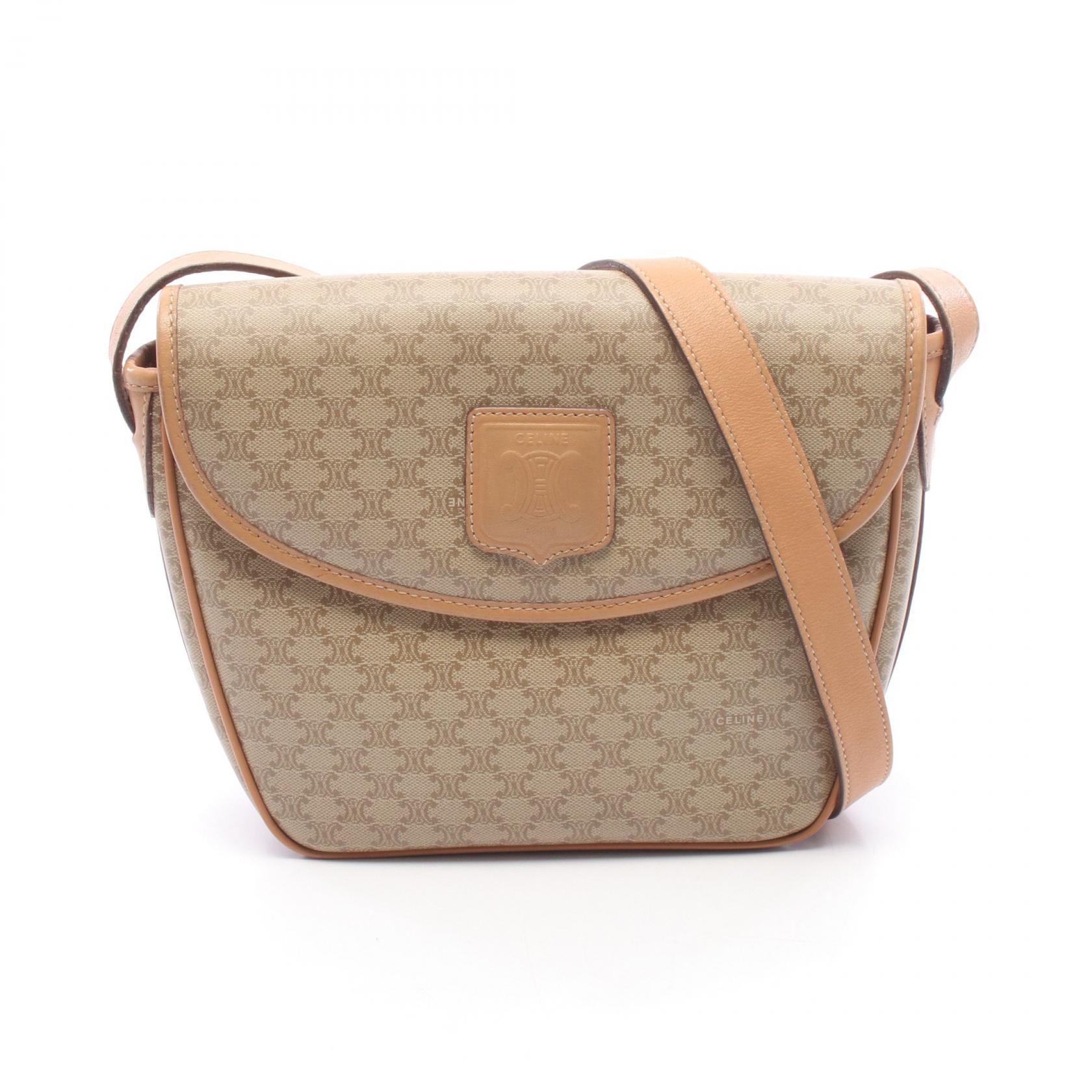 セリーヌ CELINE マカダム ショルダーバッグ バッグ PVCコーティングキャンバス レザー レディース ベージュ系 / ブラウン系 【中古】｜Brandoff銀座