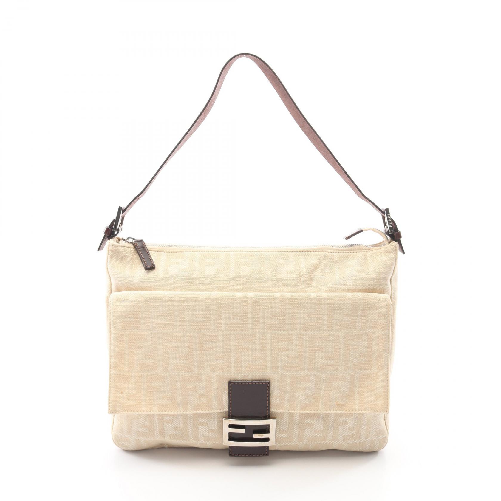 【10%OFFクーポン 7/26 9:59〆】 フェンディ FENDI マンマバケット ズッカ ショルダーバッグ バッグ キャンバス レザー レディース ベージュ系 / ブラウン系 【中古】｜Brandoff銀座 67,100円