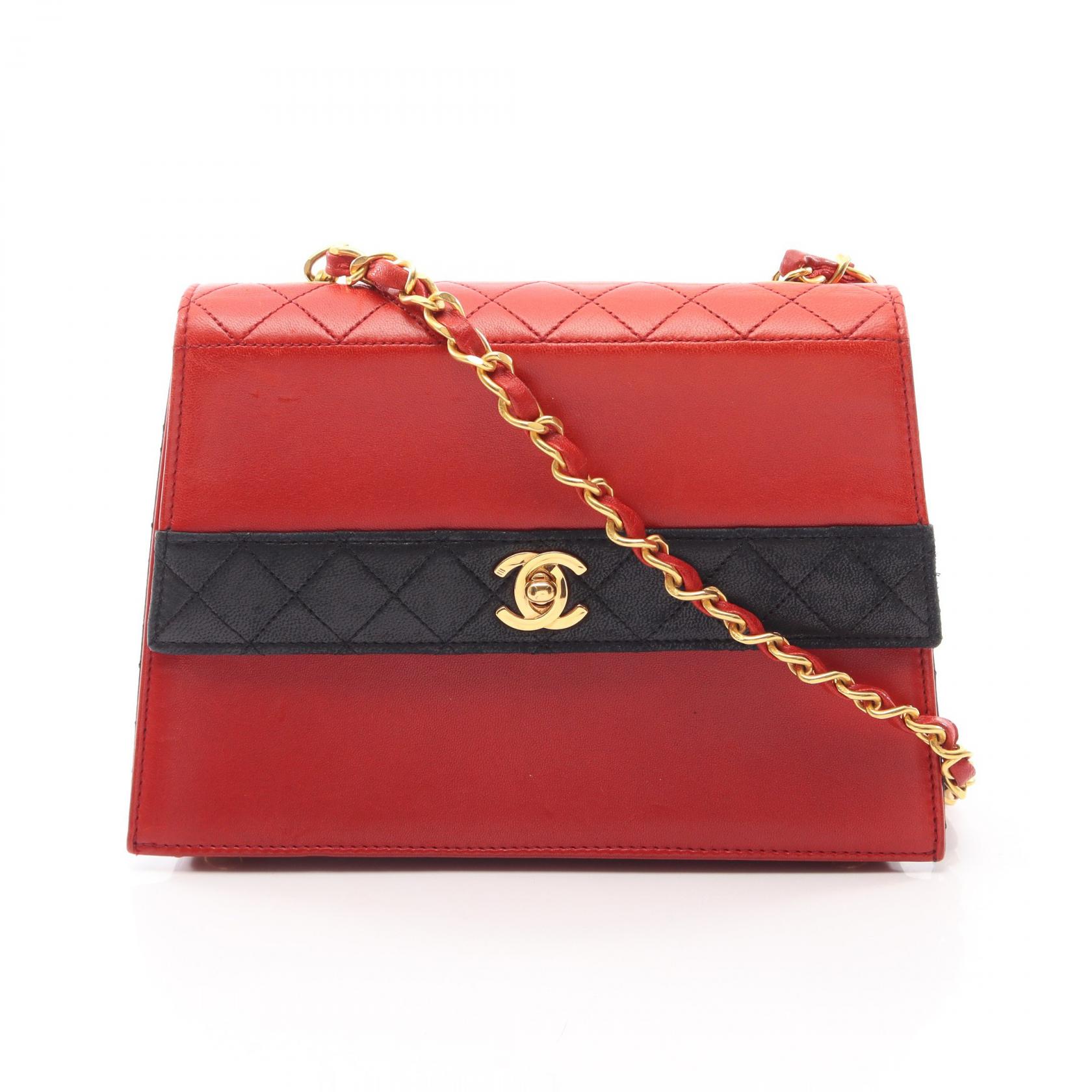 【10%OFFクーポン 7/26 9:59〆】 シャネル CHANEL マトラッセ ショルダーバッグ バッグ ラムスキン（羊革） レディース レッド系 / ブラック系 【中古】｜Brandoff銀座