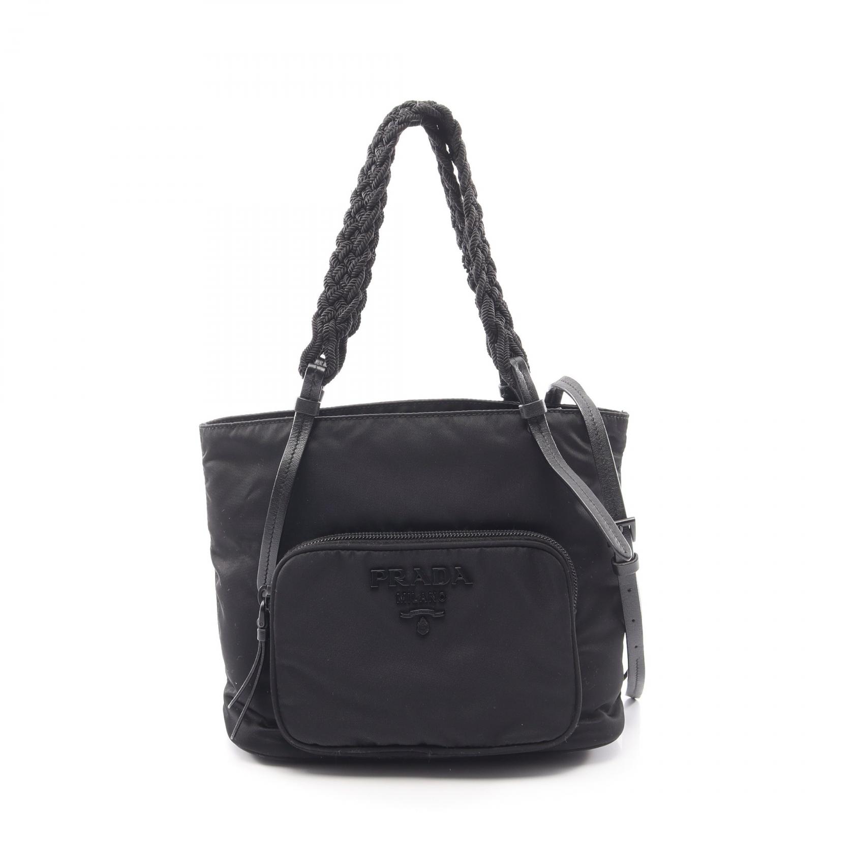 【10%OFFクーポン 7/26 9:59〆】 プラダ PRADA TESSUTO+PASSAMA 2WAY ハンドバッグ バッグ ナイロン レディース ブラック系 1BA207 【中古】|Brandoff銀座