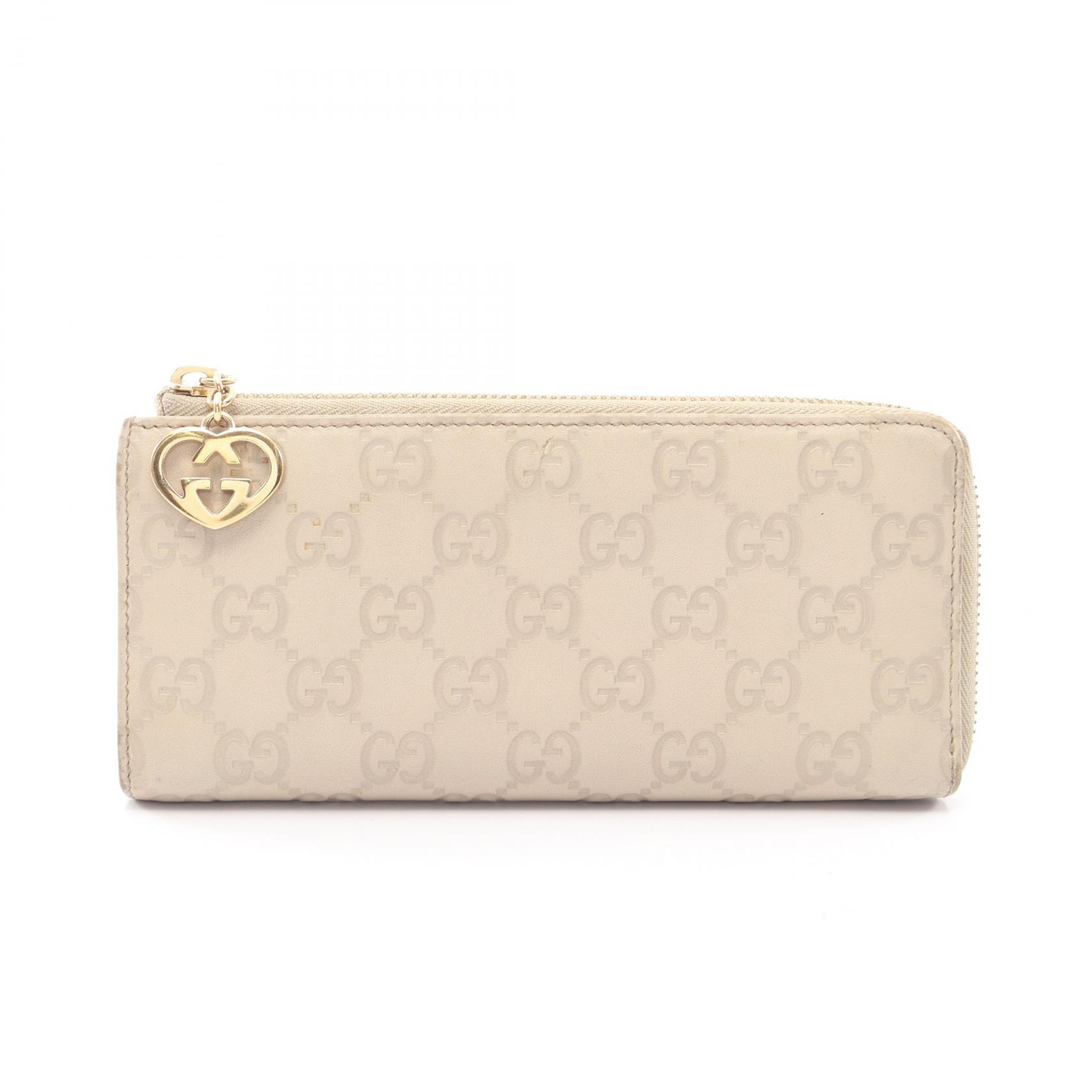 【10%OFFクーポン 7/26 9:59〆】 グッチ GUCCI グッチシマ L型ファスナー長財布 財布 レザー レディース アイボリー系 295671 【中古】｜Brandoff銀座