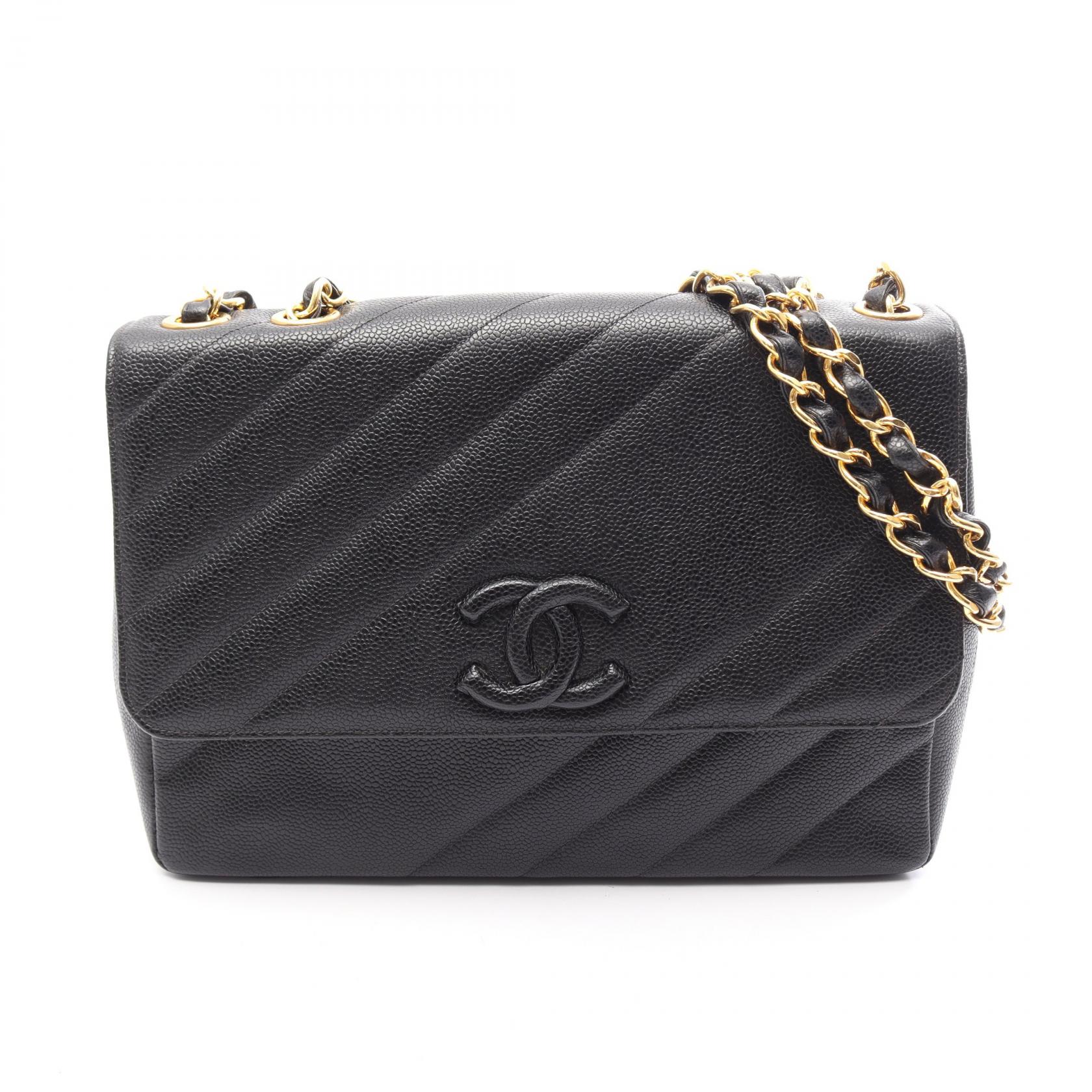 【10%OFFクーポン 7/26 9:59〆】 シャネル CHANEL バイアスステッチ ココマーク ショルダーバッグ バッグ キャビアスキン(グレインドカーフ) レディース ブラック系 【中古】|Brandoff銀座