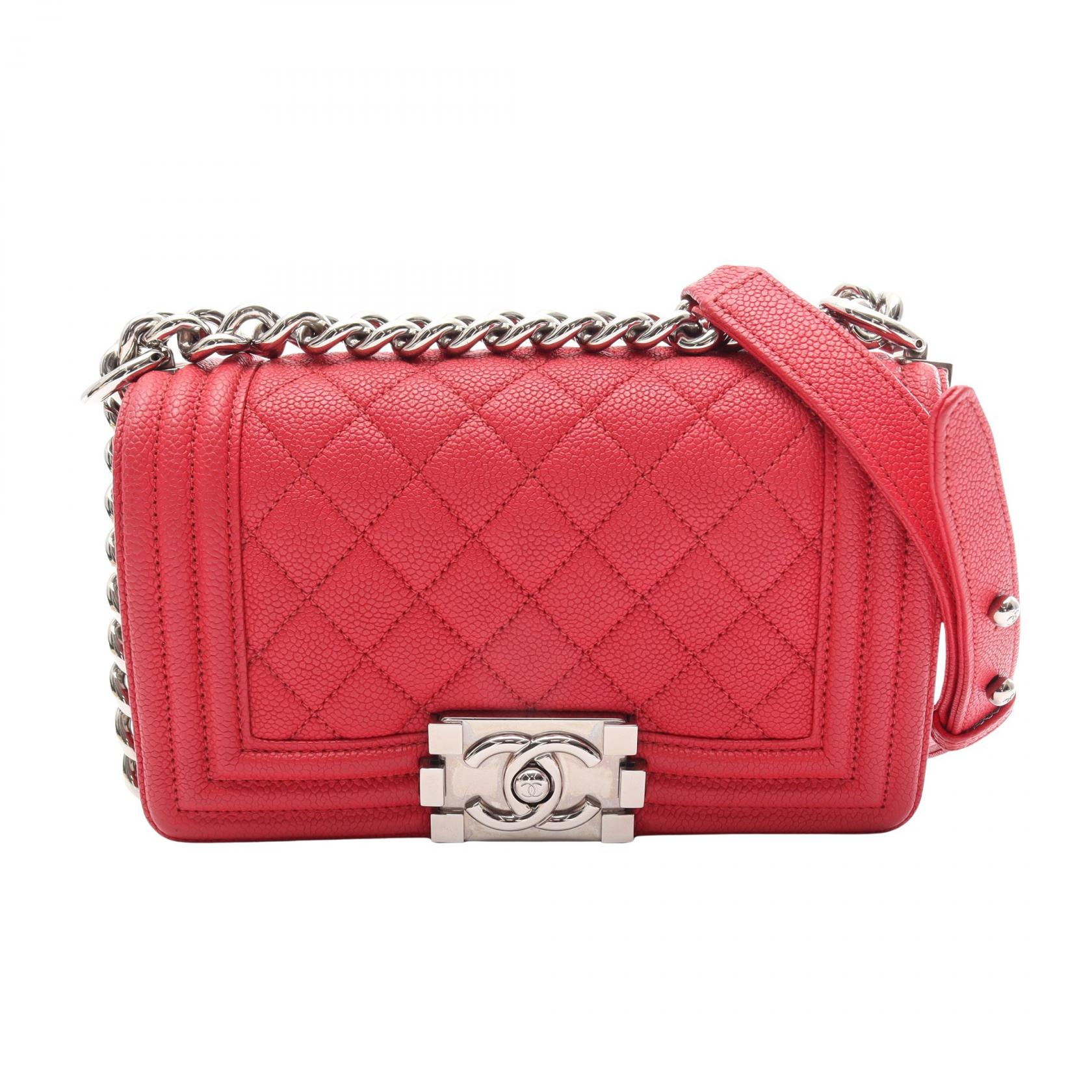 【10%OFFクーポン 7/26 9:59〆】 シャネル CHANEL ボーイシャネル スモール ショルダーバッグ バッグ キャビアスキン(グレインドカーフ) レディース レッド系 【中古】|Brandoff銀座