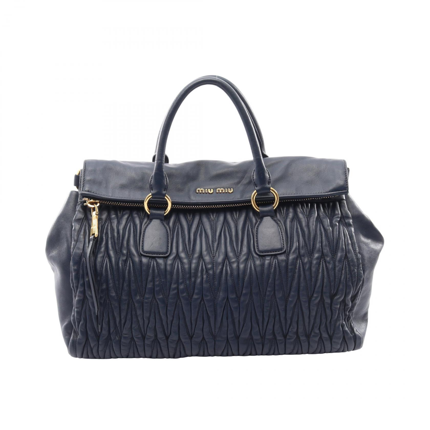 ミュウ ミュウ Miu Miu MATELASSE マテラッセ トートバッグ バッグ レザー レディース ネイビー系 【中古】｜Brandoff銀座 61,050円