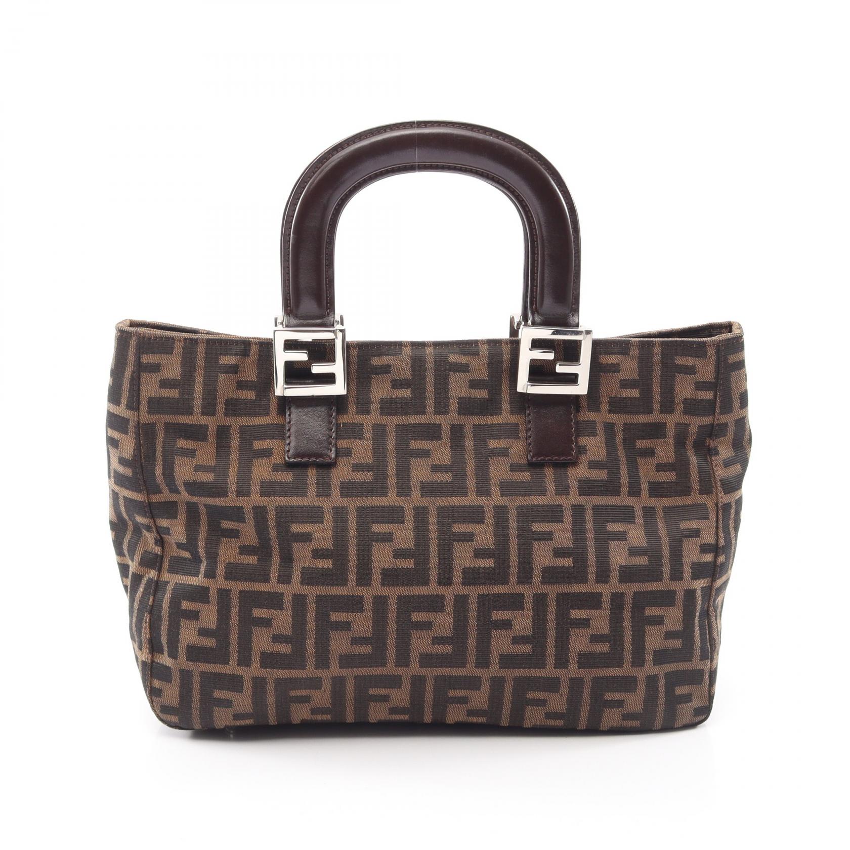 【10%OFFクーポン 7/26 9:59〆】 フェンディ FENDI ズッカ ハンドバッグ バッグ キャンバス レザー レディース ブラウン系 【中古】|Brandoff銀座