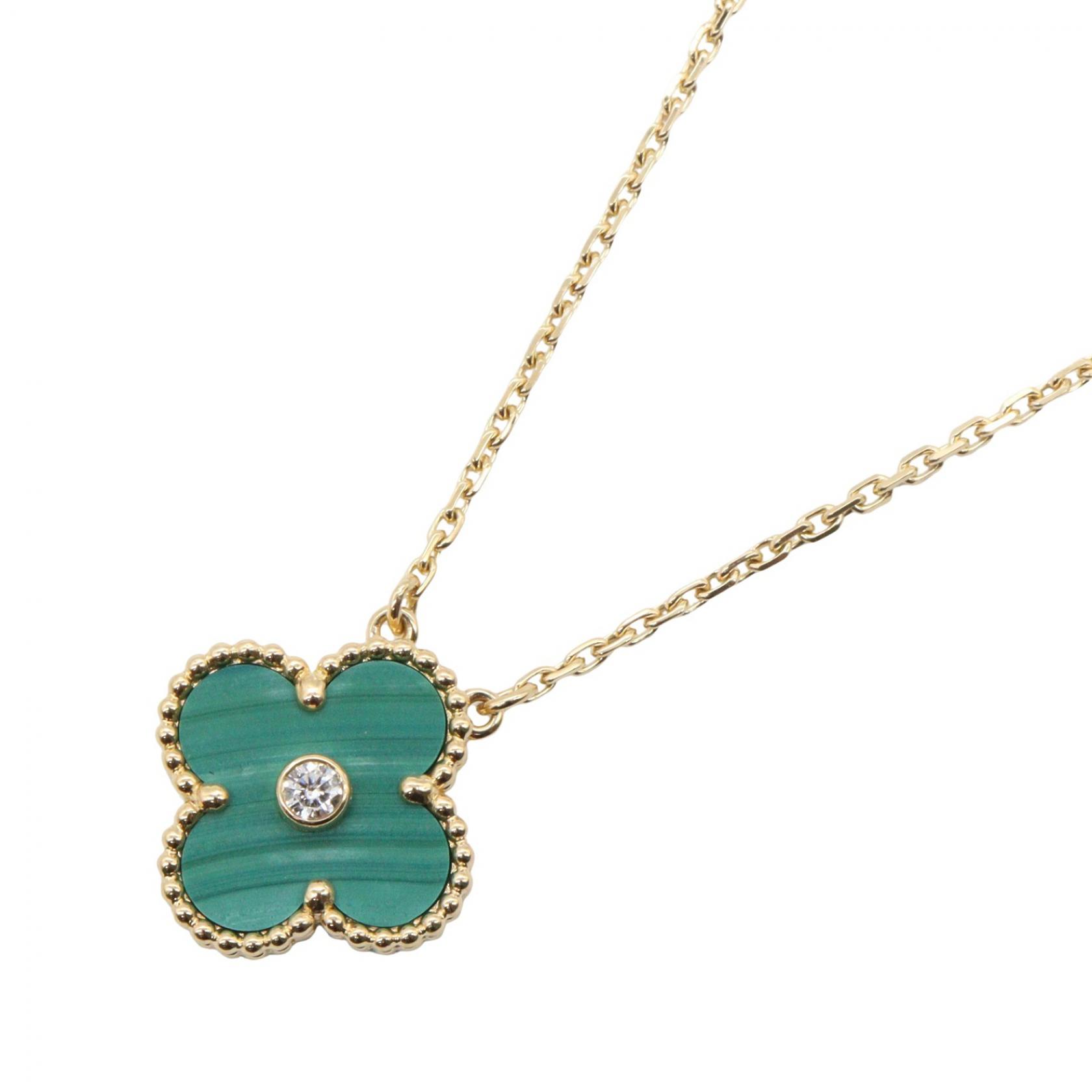 【10%OFFクーポン 7/26 9:59〆】 ヴァンクリーフ＆アーペル Van Cleef & Arpels ヴィンテージアルハンブラ マラカイト ネックレス 1PD ネックレス ジュエリー K18（イエローゴールド） ダイヤモンド マラカイト レディース ゴールド系 / グリーン系 / クリア系 【中古】｜Brandoff銀座