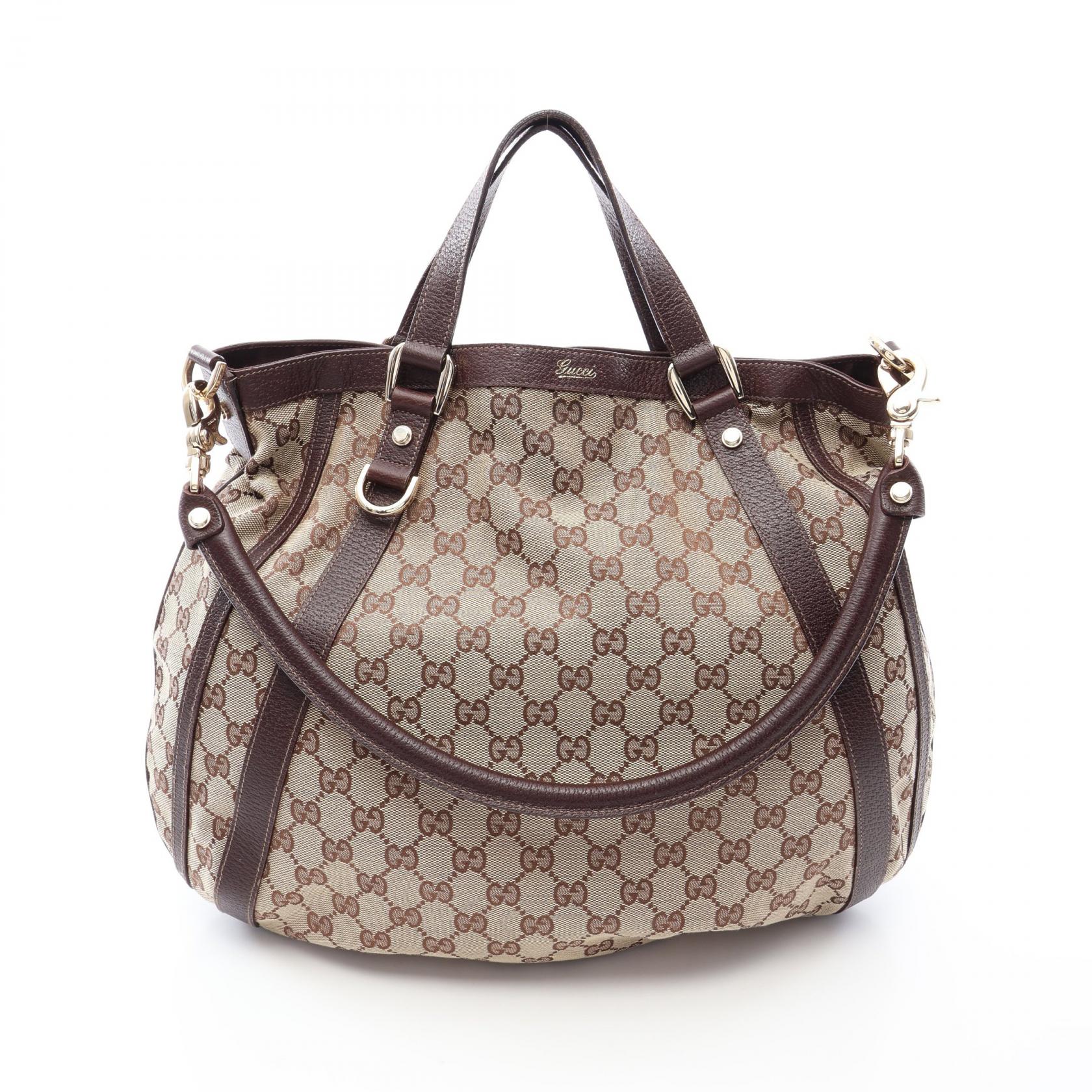 グッチ GUCCI アビー GGキャンバス 2WAY トートバッグ バッグ キャンバス レザー レディース ベージュ系 / ブラウン系 130734 【中古】｜Brandoff銀座