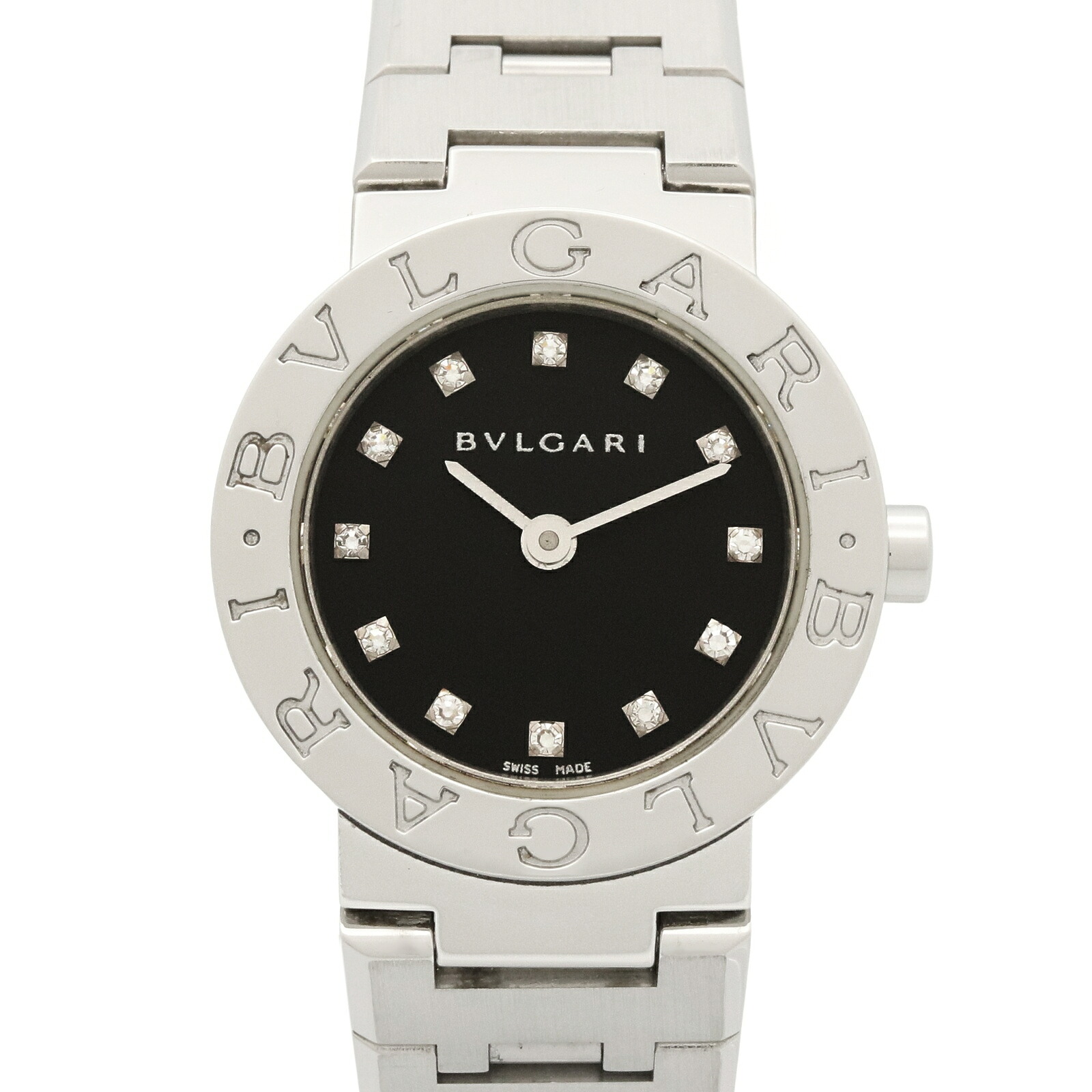 【10%OFFクーポン 7/26 9:59〆】 ブルガリ BVLGARI ブルガリ ブルガリ 12Pダイヤ 腕時計 時計 ステンレススチール ダイヤモンド レディース ブラック系 BB23SS 【中古】|Brandoff銀座