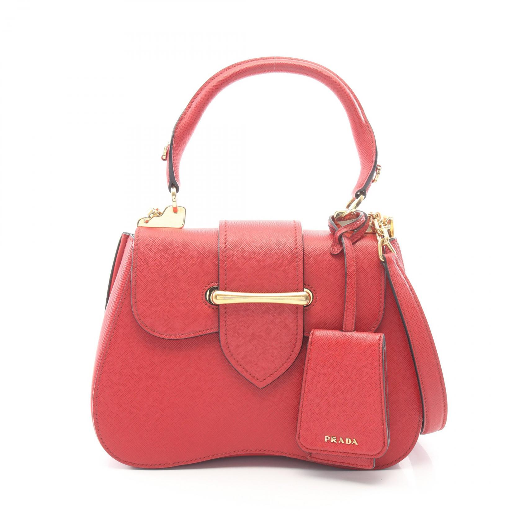 【10%OFFクーポン 7/26 9:59〆】 プラダ PRADA シドニー 2WAY ハンドバッグ バッグ サフィアーノレザー レディース レッド系 1BN011 【中古】|Brandoff銀座
