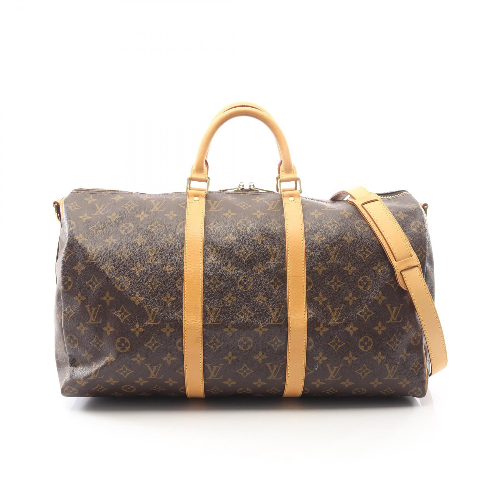 ルイ・ヴィトン LOUIS VUITTON キーポル バンドリエール50 モノグラム 2WAY ボストンバッグ バッグ PVCコーティングキャンバス レザー メンズ レディース ブラウン系 M41416 【中古】｜Brandoff銀座