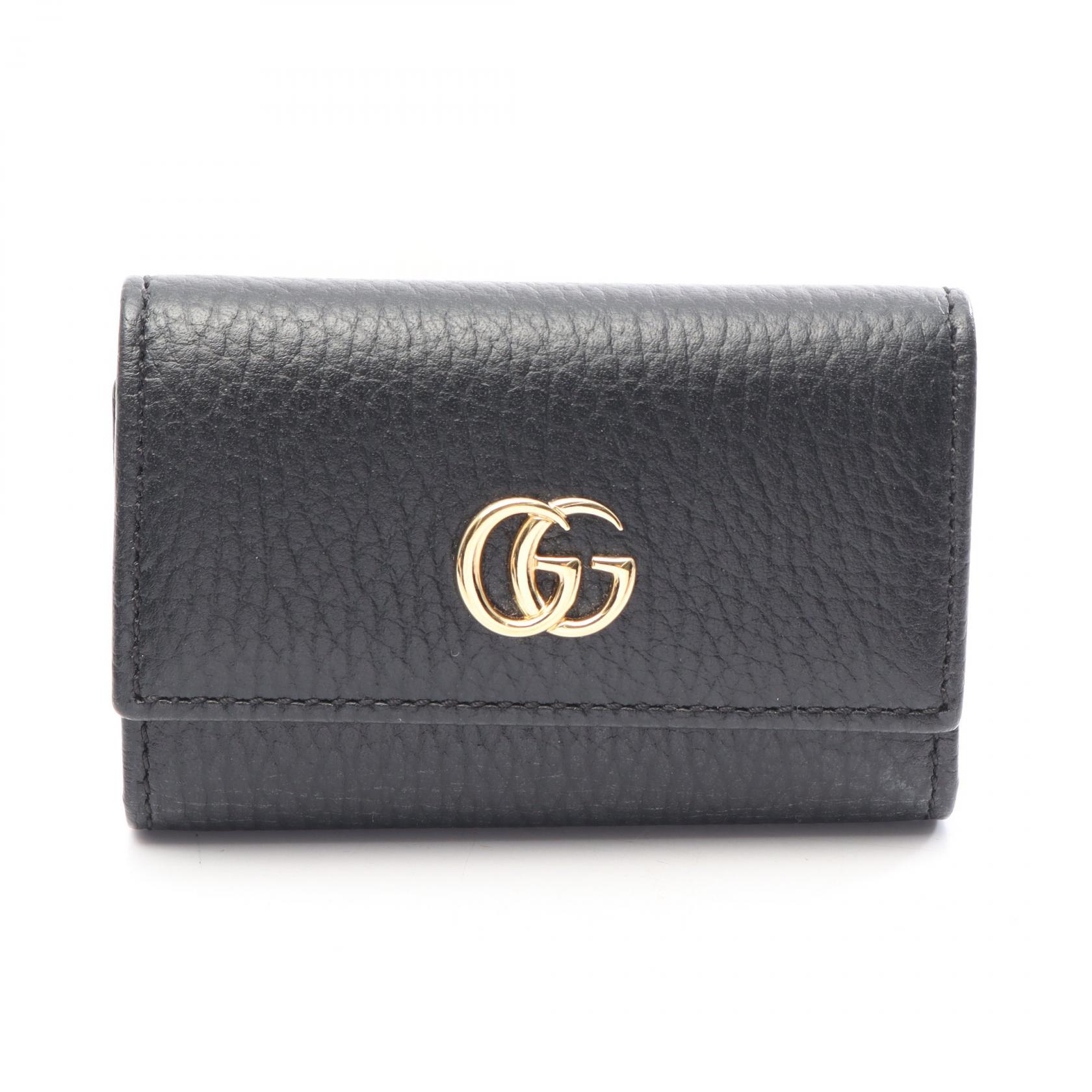 【10%OFFクーポン 7/26 9:59〆】 グッチ GUCCI GGマーモント プチマーモント 6連 キーケース アクセサリー レザー レディース ブラック系 456118 【中古】｜Brandoff銀座