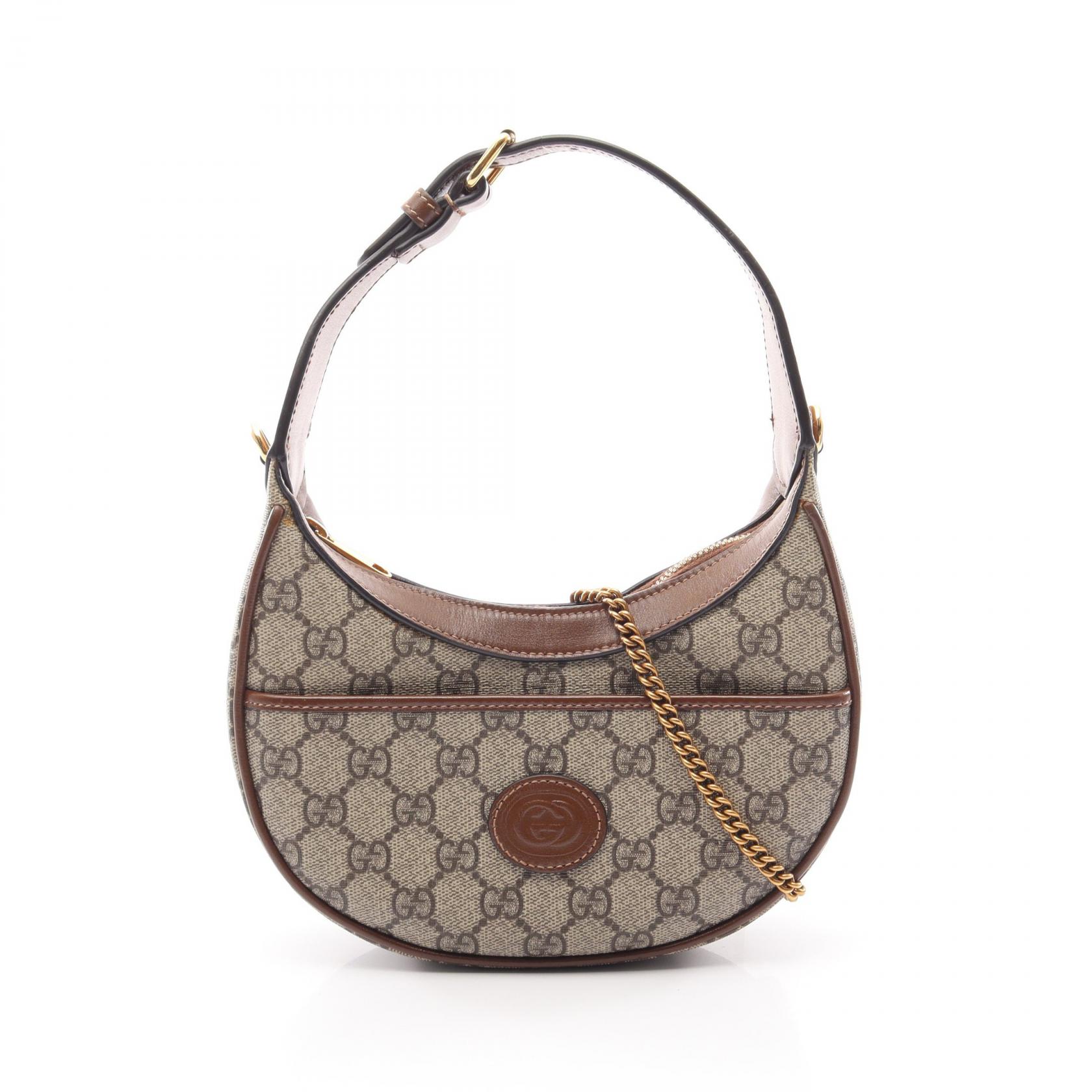 【10%OFFクーポン 7/26 9:59〆】 グッチ GUCCI ハーフムーン GGスプリーム 2WAY ハンドバッグ バッグ PVCコーティングキャンバス レザー レディース ベージュ系 / ブラウン系 726843 【中古】|Brandoff銀座