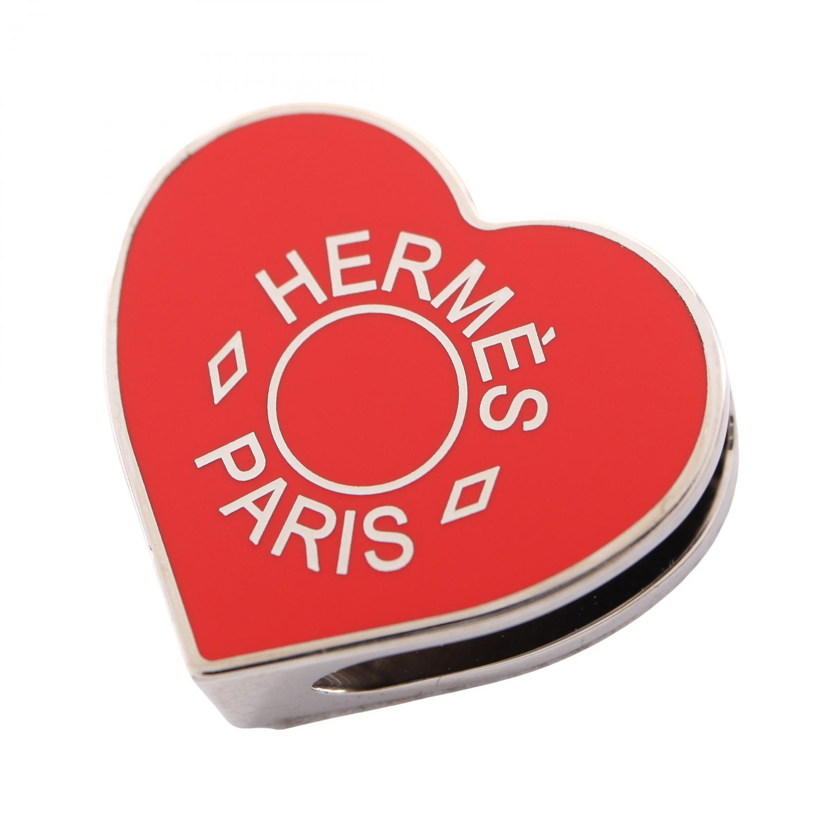 【P5倍&times;10%OFFクーポン 7/19 20時～】 エルメス HERMES クールハート スカーフリング アクセサリー メタル レディース レッド系 / シルバー系 【中古】｜Brandoff銀座 23,430円