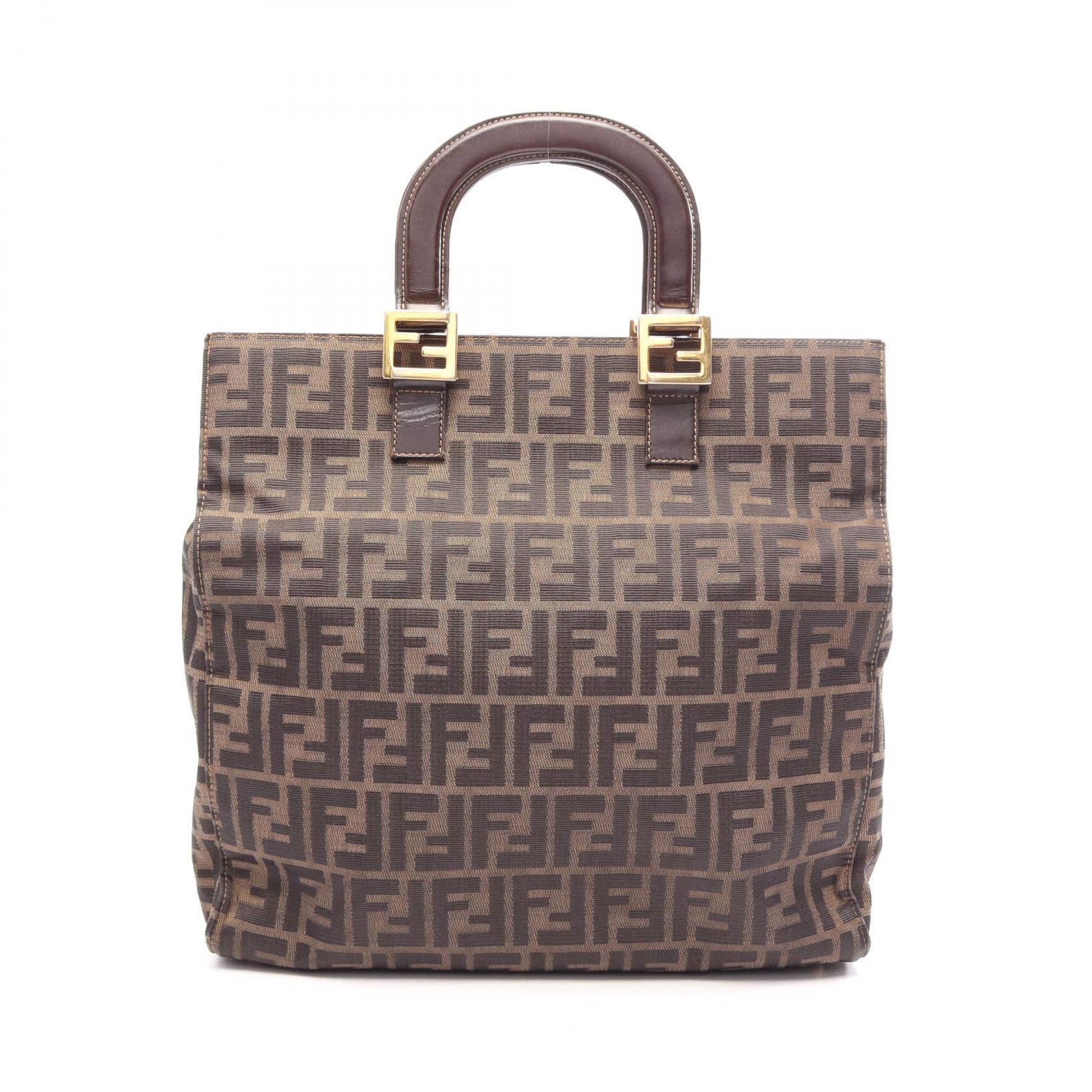 【10%OFFクーポン 7/26 9:59〆】 フェンディ FENDI ズッカ ハンドバック トートバッグ バッグ キャンバス レザー レディース ブラウン系 / ブラック系 【中古】|Brandoff銀座