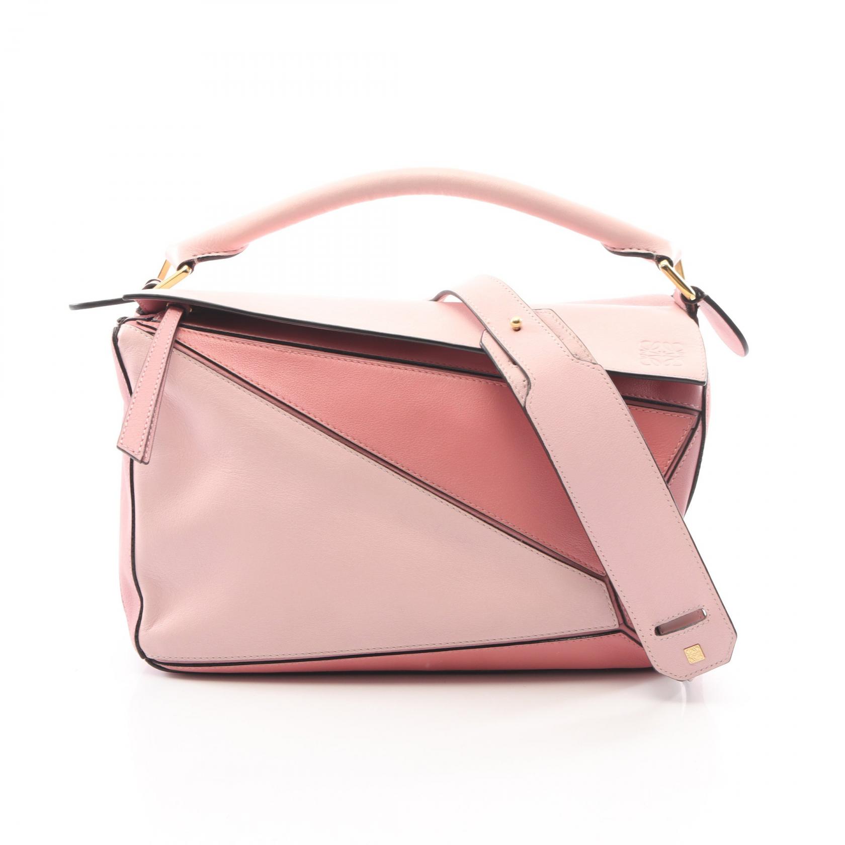 【10%OFFクーポン 7/26 9:59〆】 ロエベ LOEWE パズルバッグ ミディアム 2WAY ハンドバッグ バッグ レザー レディース ピンク系 【中古】｜Brandoff銀座