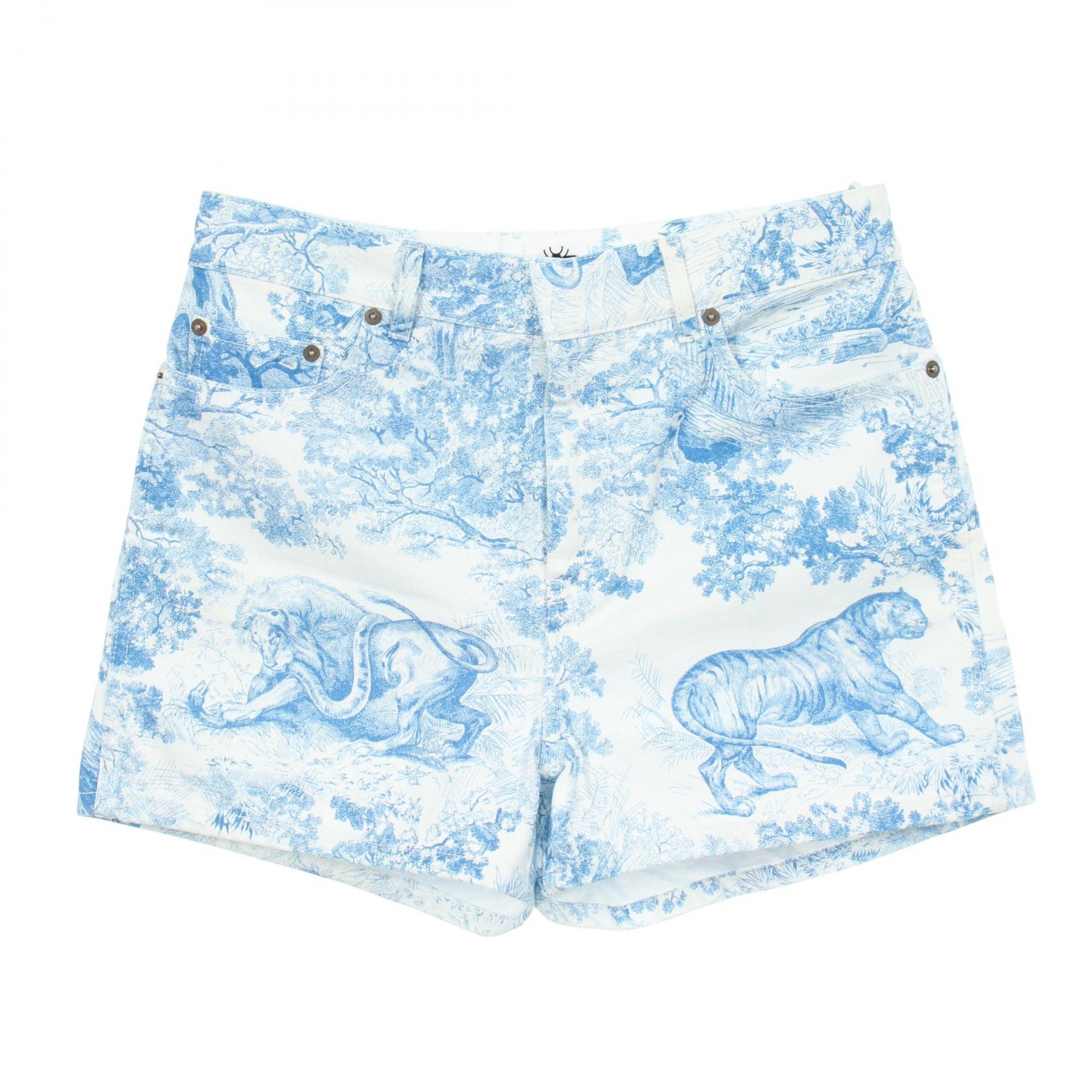 【10%OFFクーポン 7/26 9:59〆】 ディオール Dior トワル ドゥ ジュイ ショート デニムパンツ 衣料品 ボトムス コットン レディース ホワイト系 / ブルー系 242P26A3526 【中古】｜Brandoff銀座 46,200円