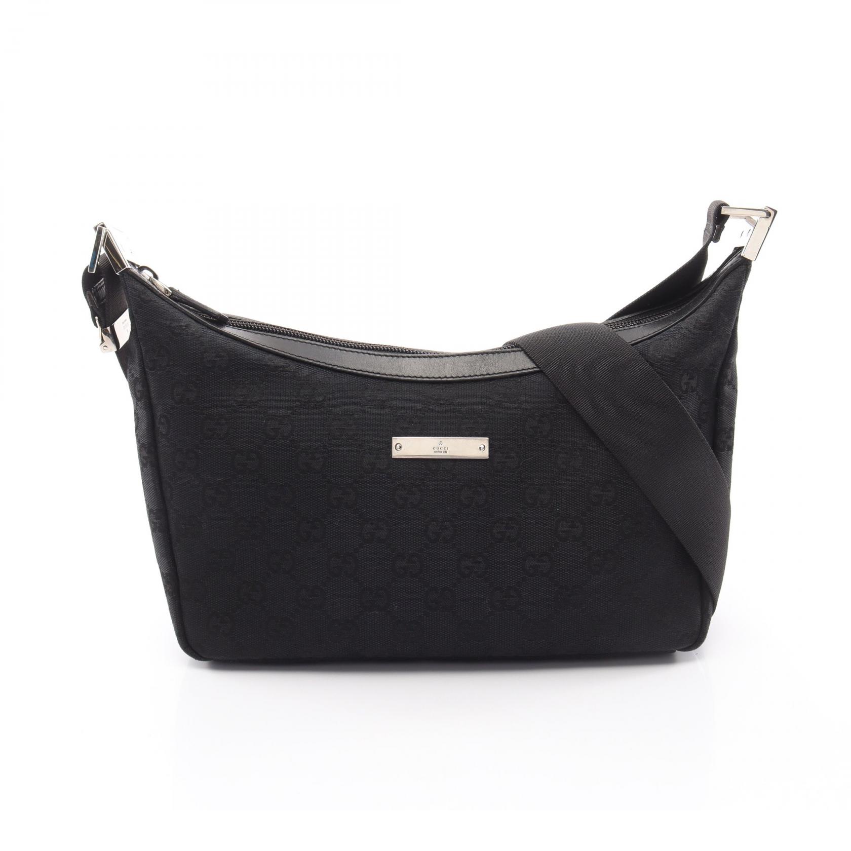 グッチ GUCCI GGキャンバス ショルダーバッグ バッグ キャンバス レザー レディース ブラック系 35098 【中古】｜Brandoff銀座