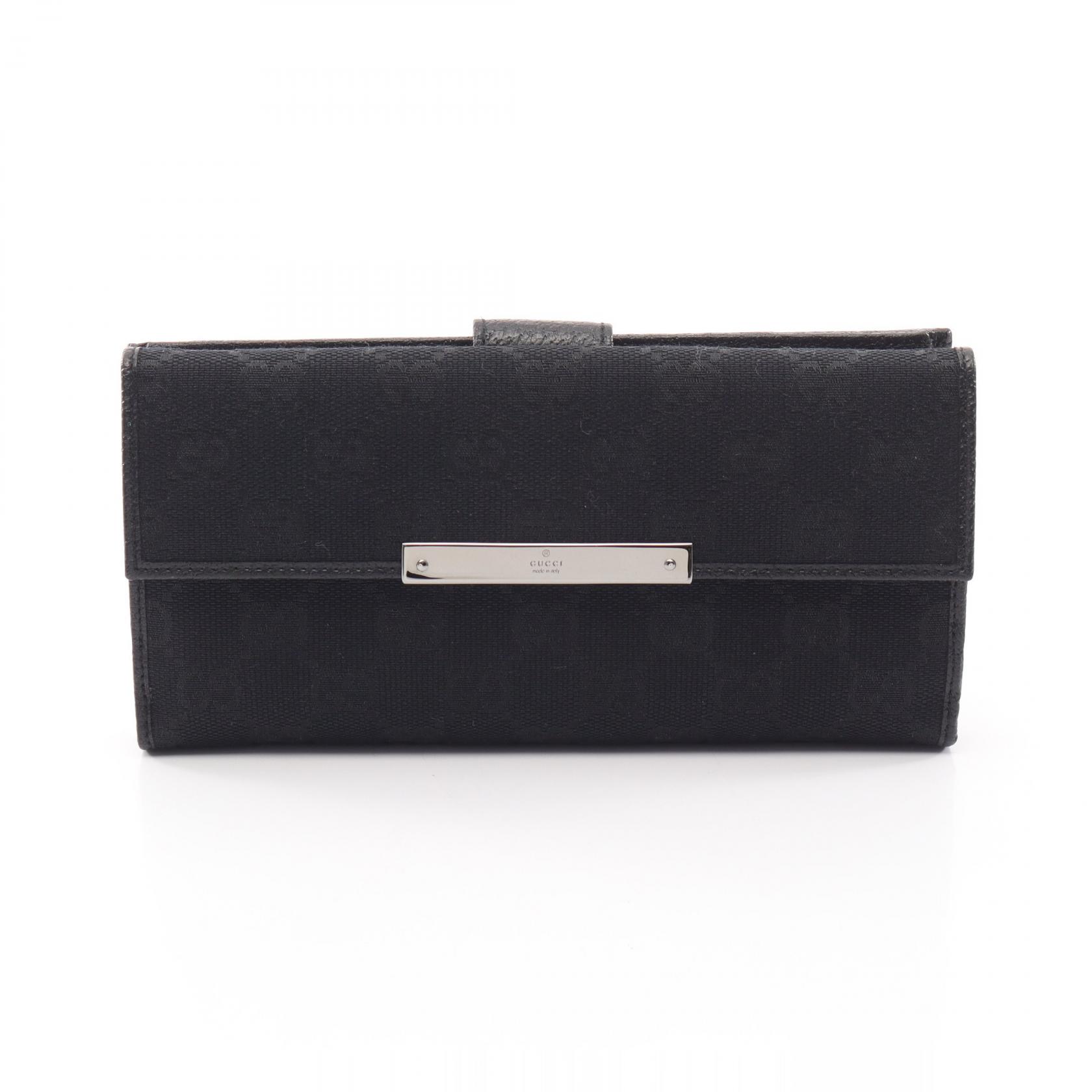 【10%OFFクーポン 7/26 9:59〆】 グッチ GUCCI GGキャンバス Wホック財布 財布 レザー レディース ブラック系 112715 【中古】|Brandoff銀座
