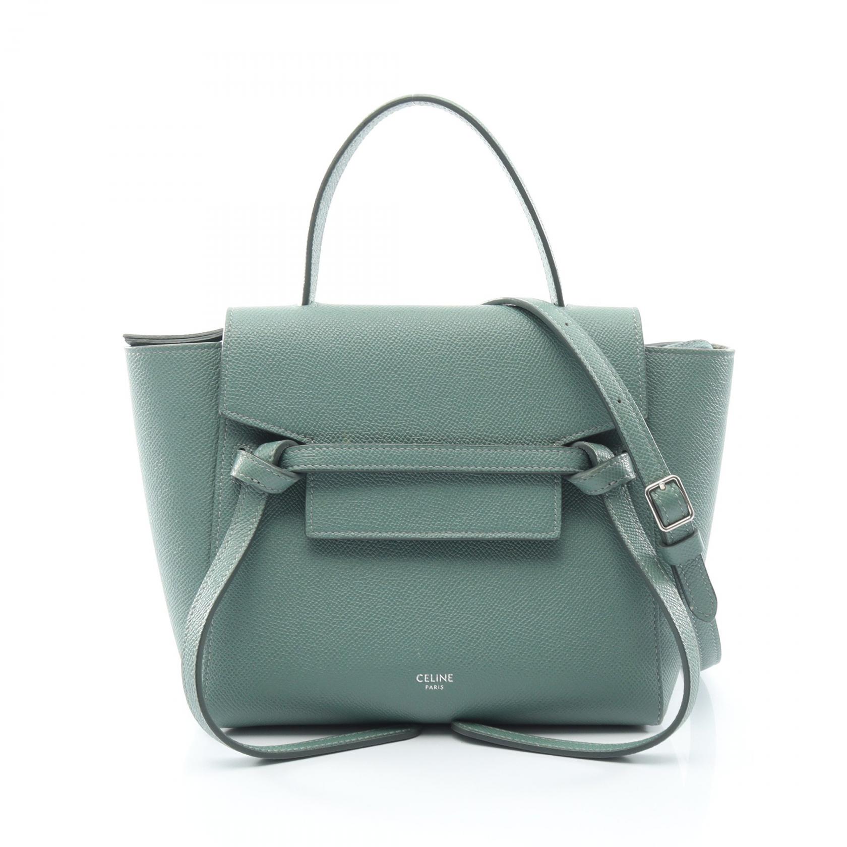 セリーヌ CELINE BELT BAG NANO ベルトバッグ ナノ 2WAY ハンドバッグ バッグ レザー レディース グリーン系 【中古】｜Brandoff銀座
