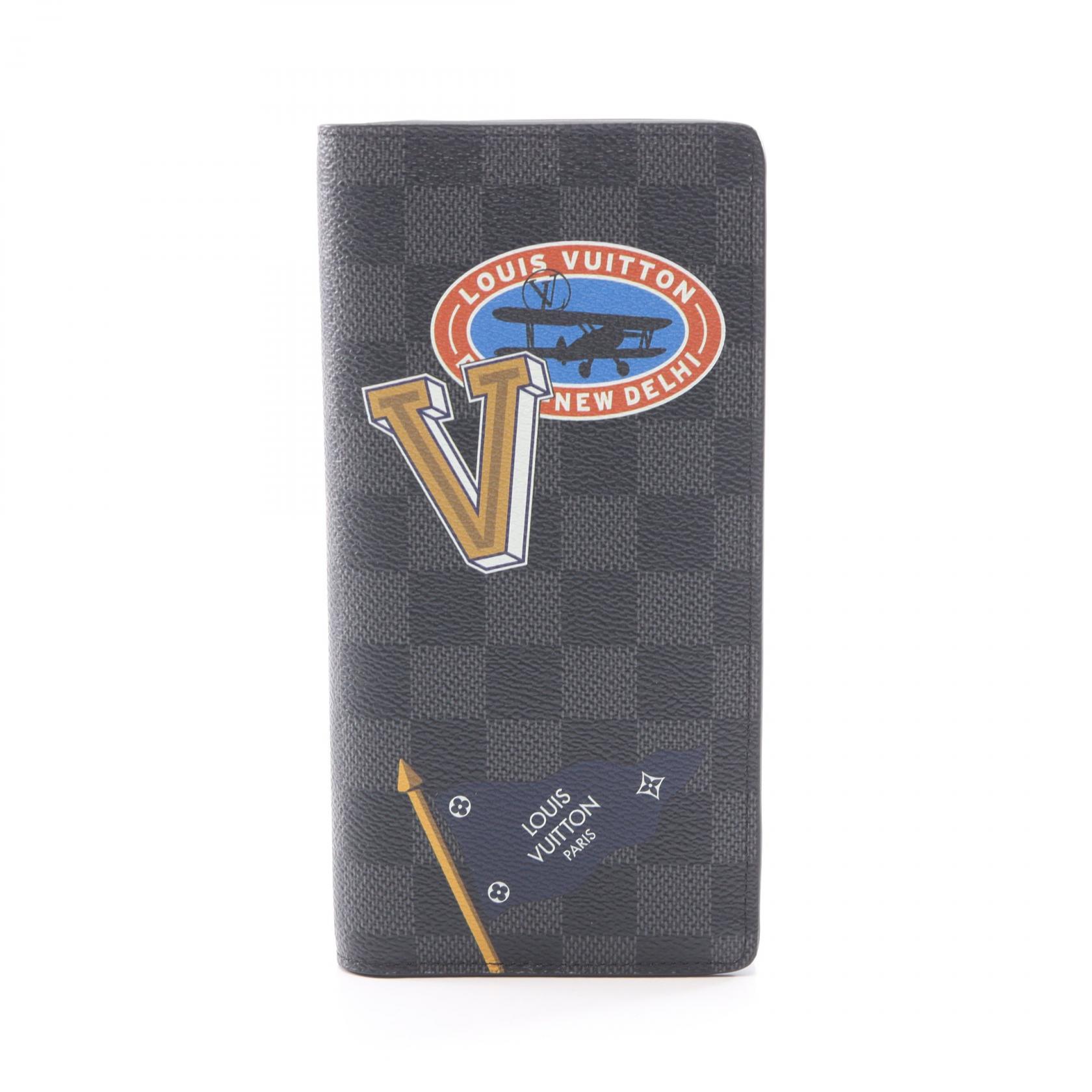 【10%OFFクーポン 7/26 9:59〆】 ルイ・ヴィトン LOUIS VUITTON ポルトフォイユ ブラザ ダミエグラフィット LVリーグ 二つ折り長財布 財布 PVC メンズ ブラック系 N64438 【中古】｜Brandoff銀座