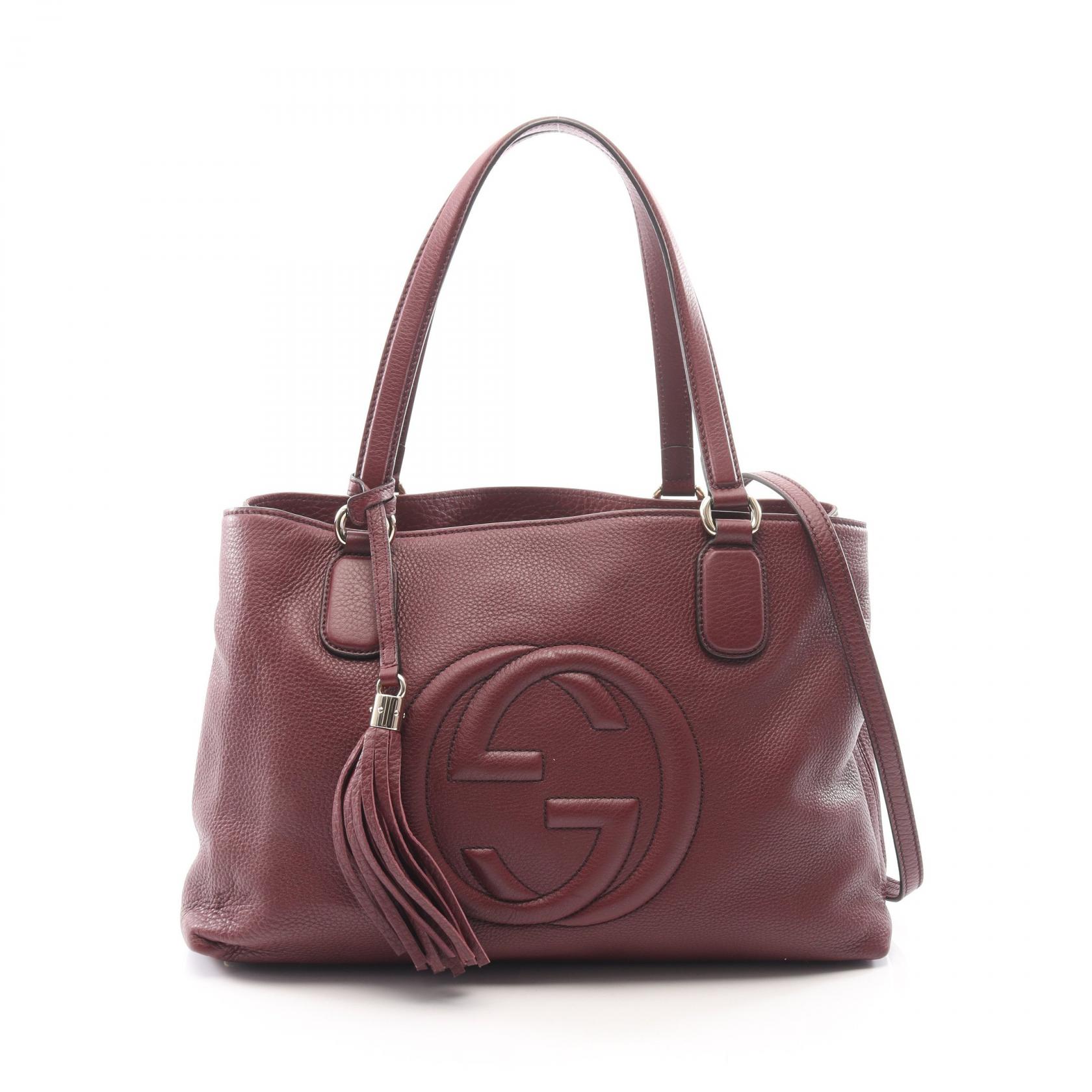 【10%OFFクーポン 7/26 9:59〆】 グッチ GUCCI ソーホー インターロッキングG 2WAY トートバッグ バッグ レザー レディース ボルドー系 308363 【中古】|Brandoff銀座