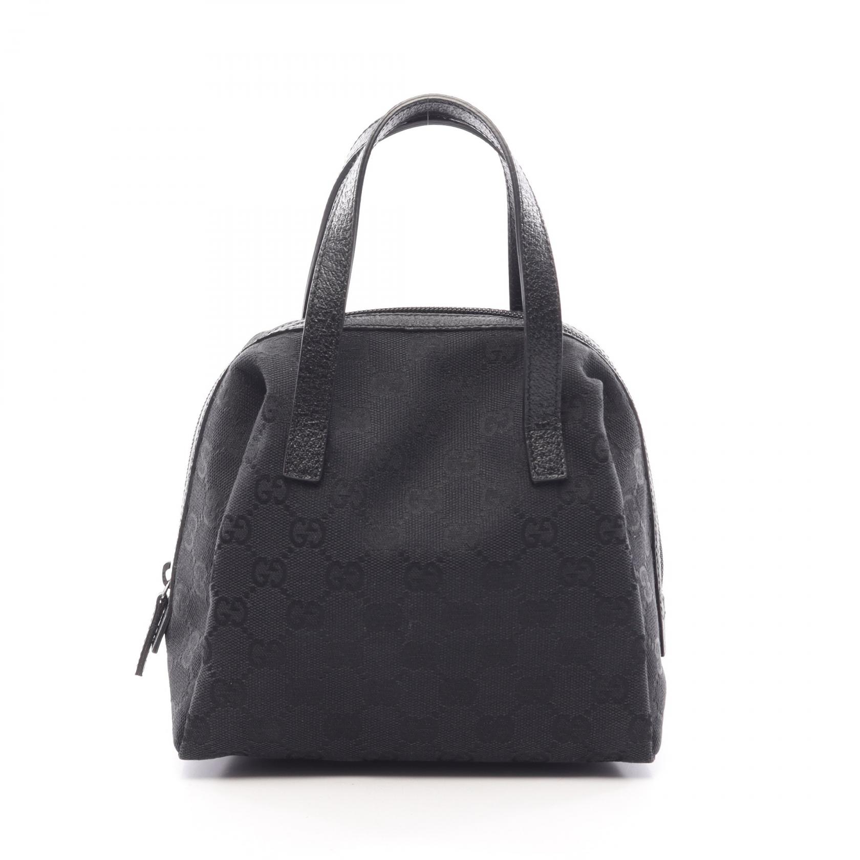 【10%OFFクーポン 7/26 9:59〆】 グッチ GUCCI GGキャンバス ハンドバッグ バッグ キャンバス レザー レディース ブラック系 124542 【中古】｜Brandoff銀座