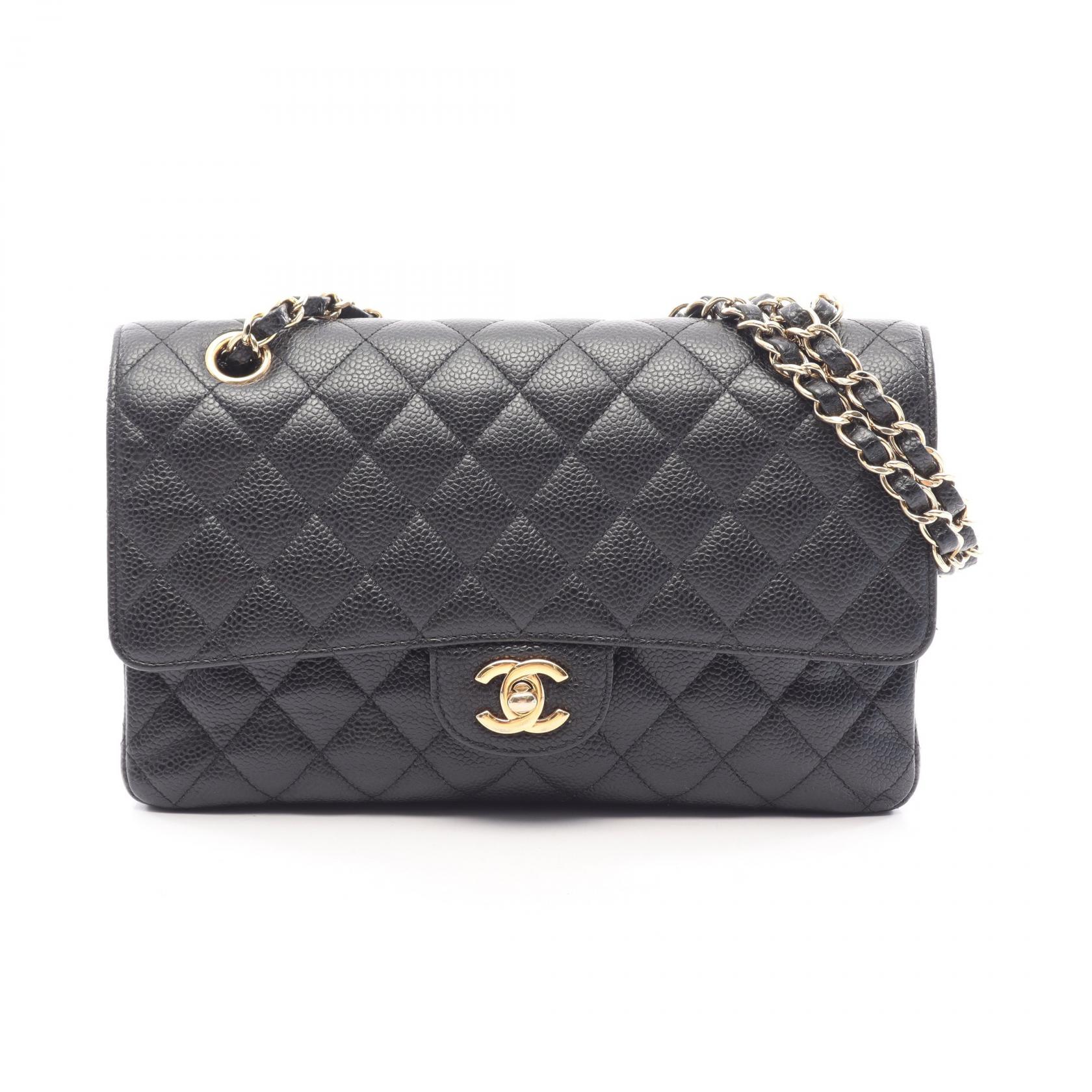【10%OFFクーポン 7/26 9:59〆】 シャネル CHANEL マトラッセ Wフラップ ショルダーバッグ バッグ キャビアスキン(グレインドカーフ) レディース ブラック系 【中古】｜Brandoff銀座